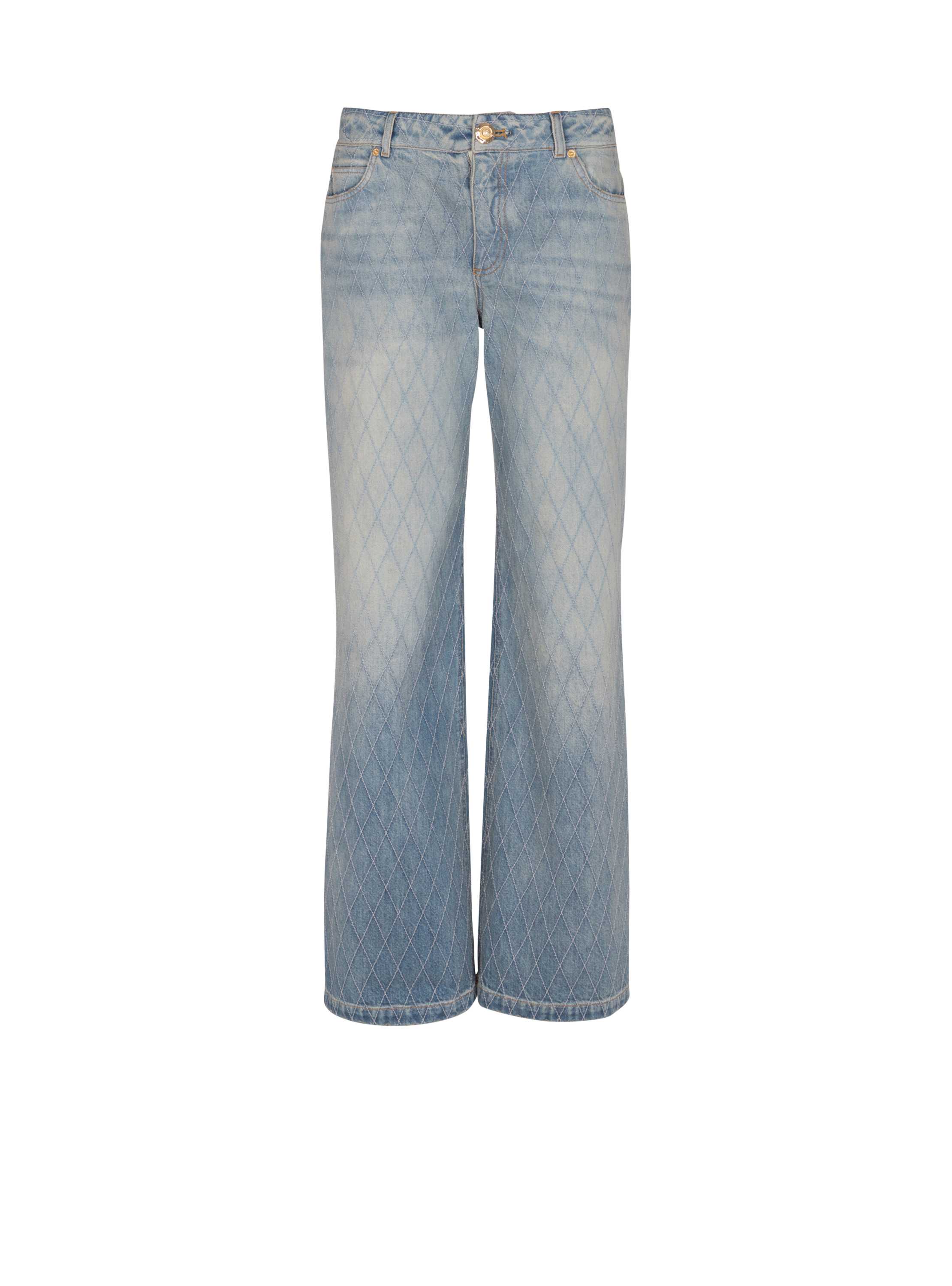 Balmain Diamond Denim Straight-fit Jeans In Blue