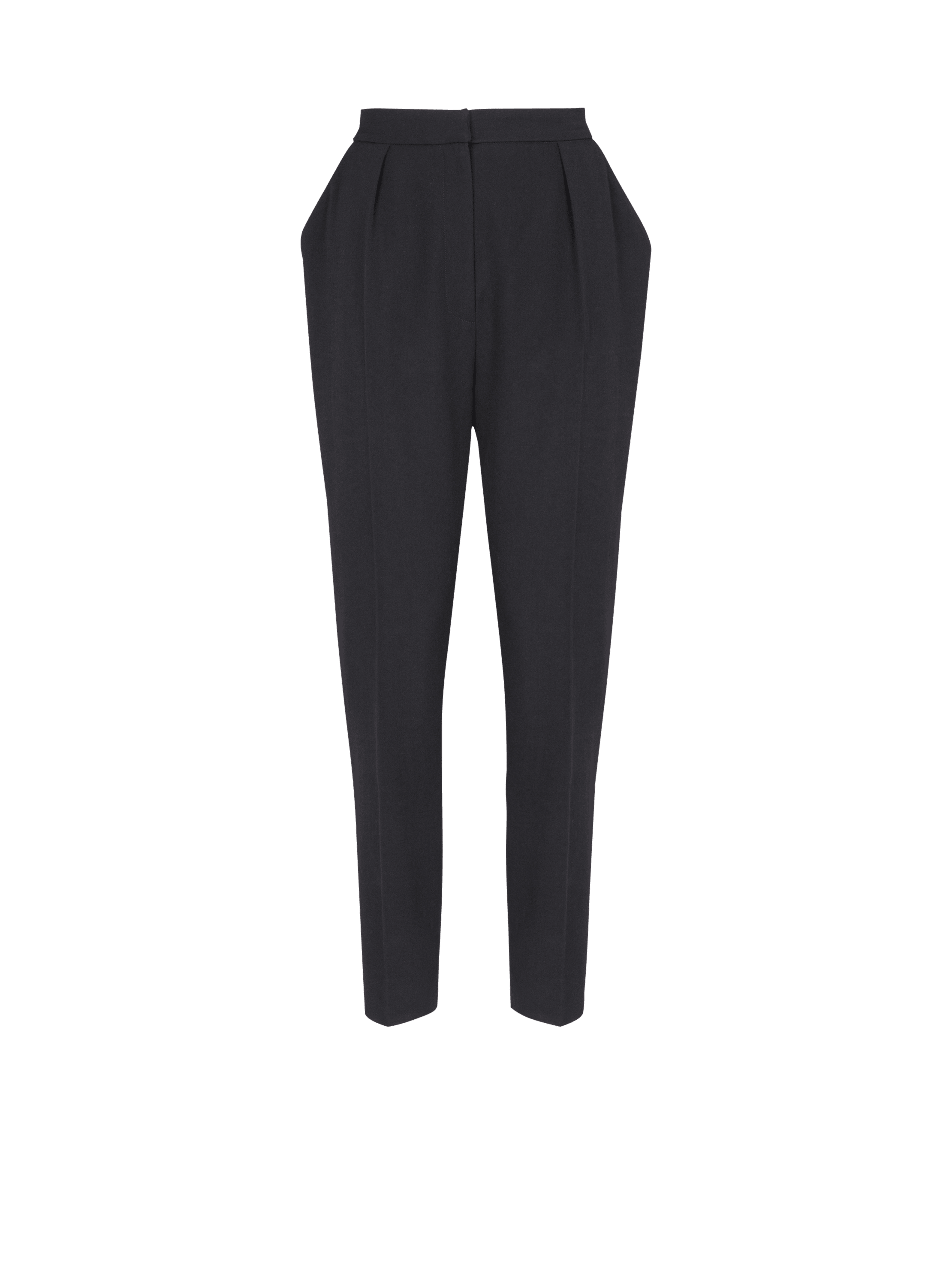 Balmain Women's Black - High-Waisted Grain De Poudre Trousers