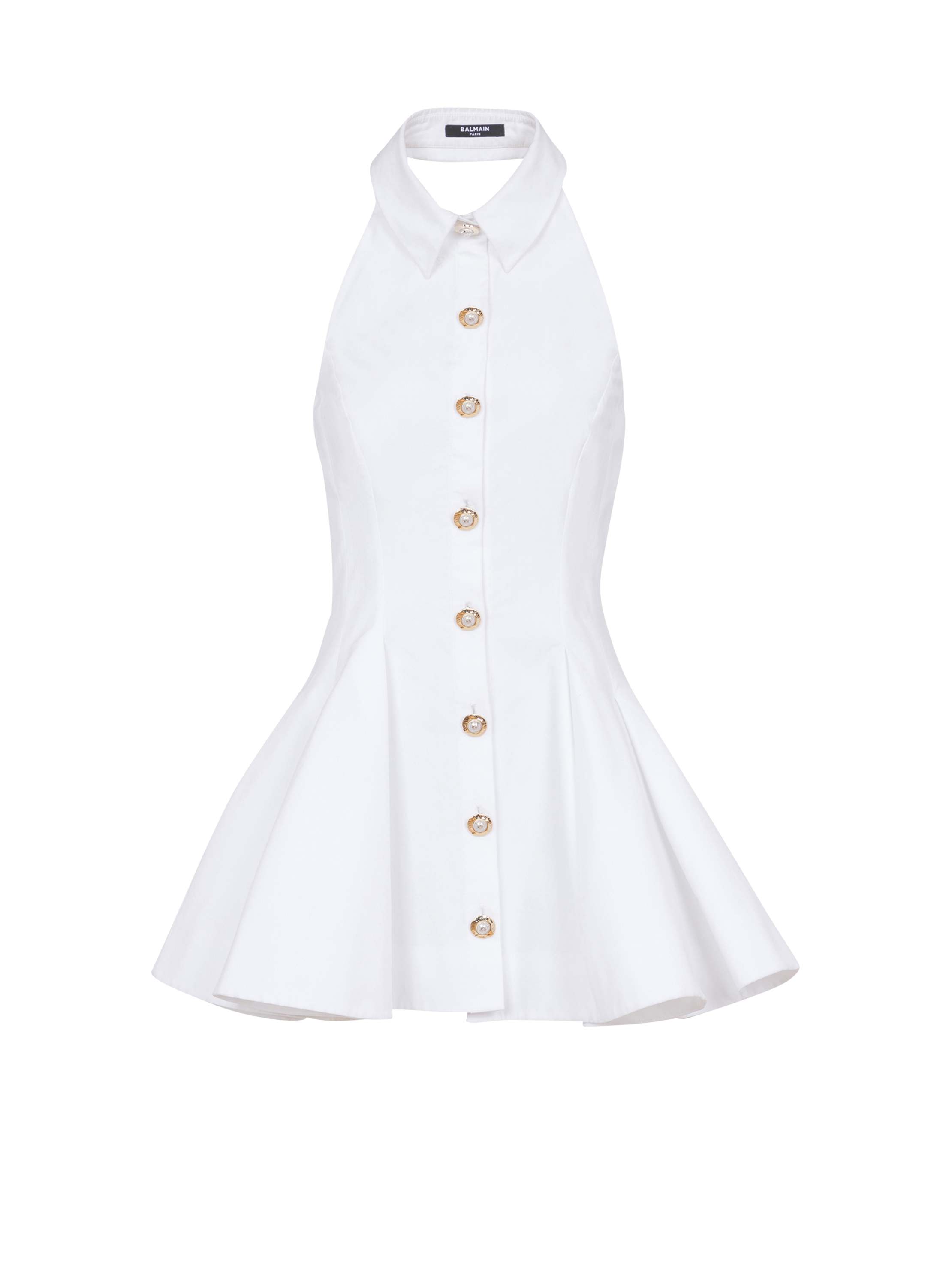 Balmain A-line backless poplin dress