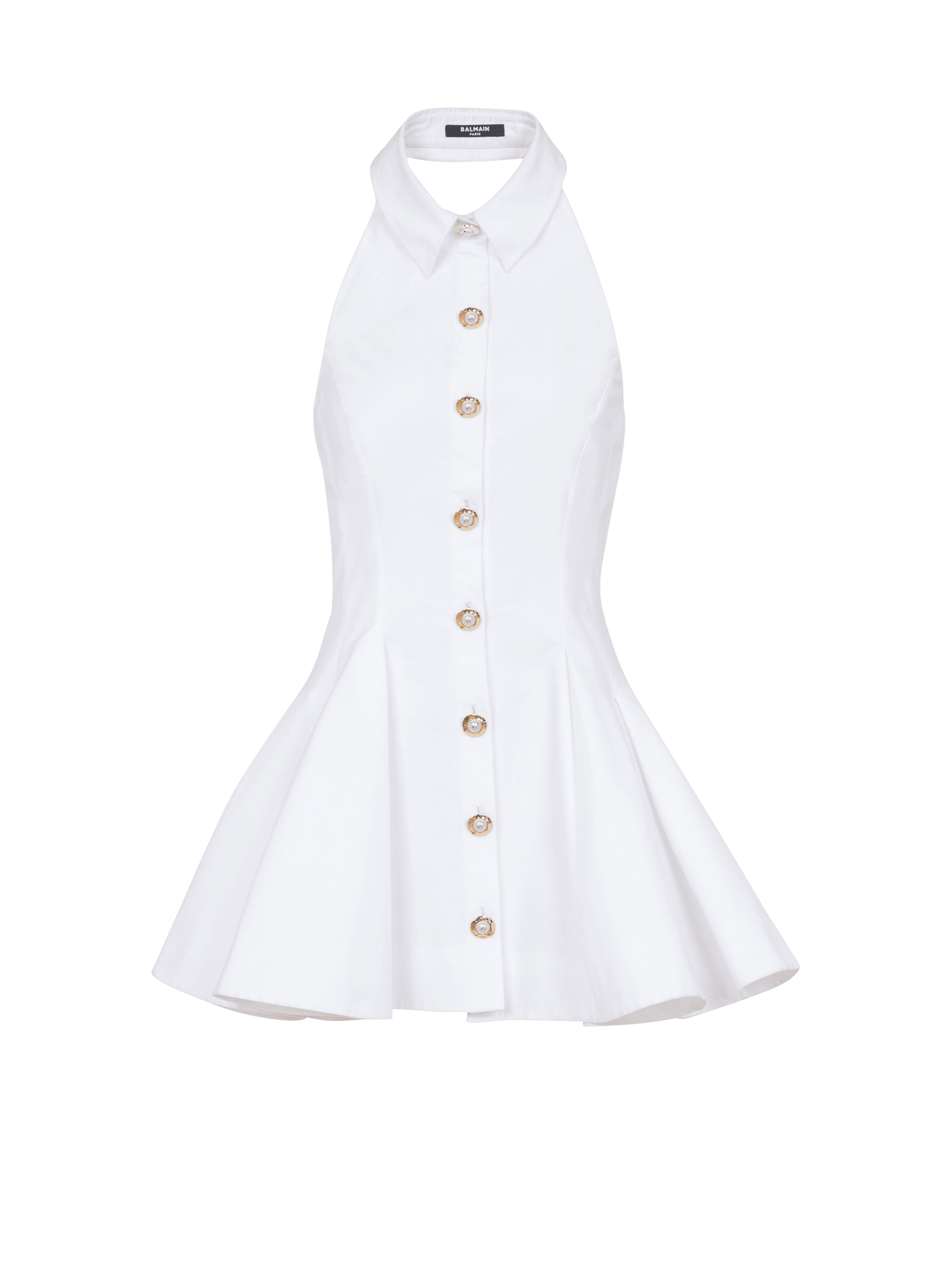 Balmain Women's White - A-Line Backless Poplin Dress