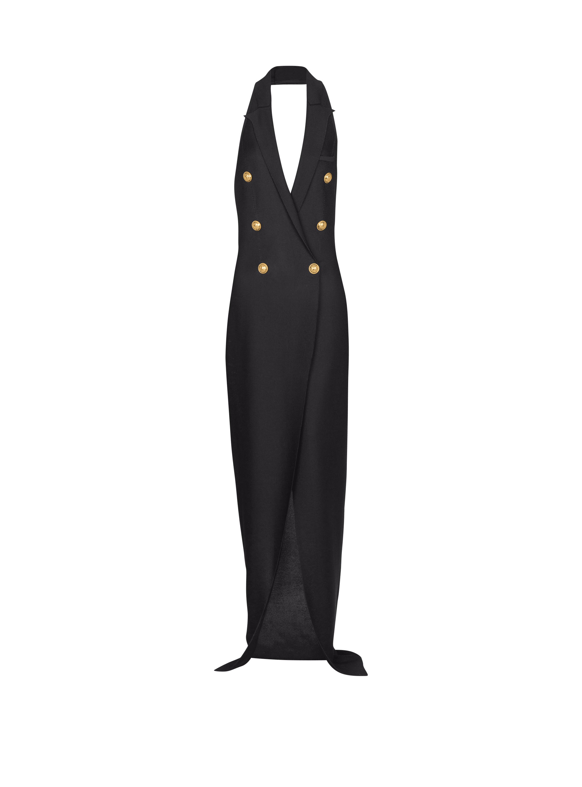 Balmain Women's Black - Long Halterneck Knit Dress