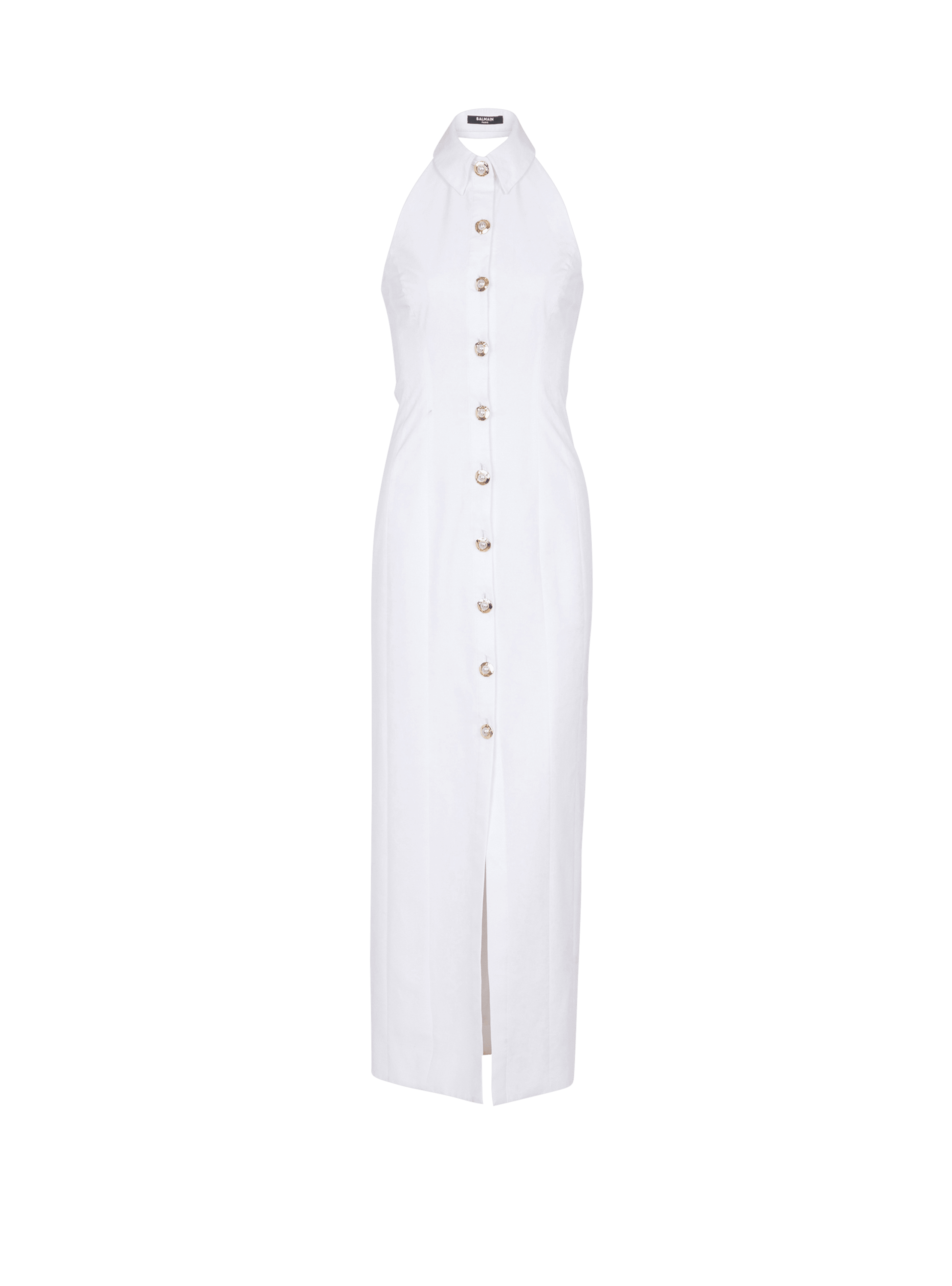 Balmain Women's White - Bodycon Backless Poplin Dress