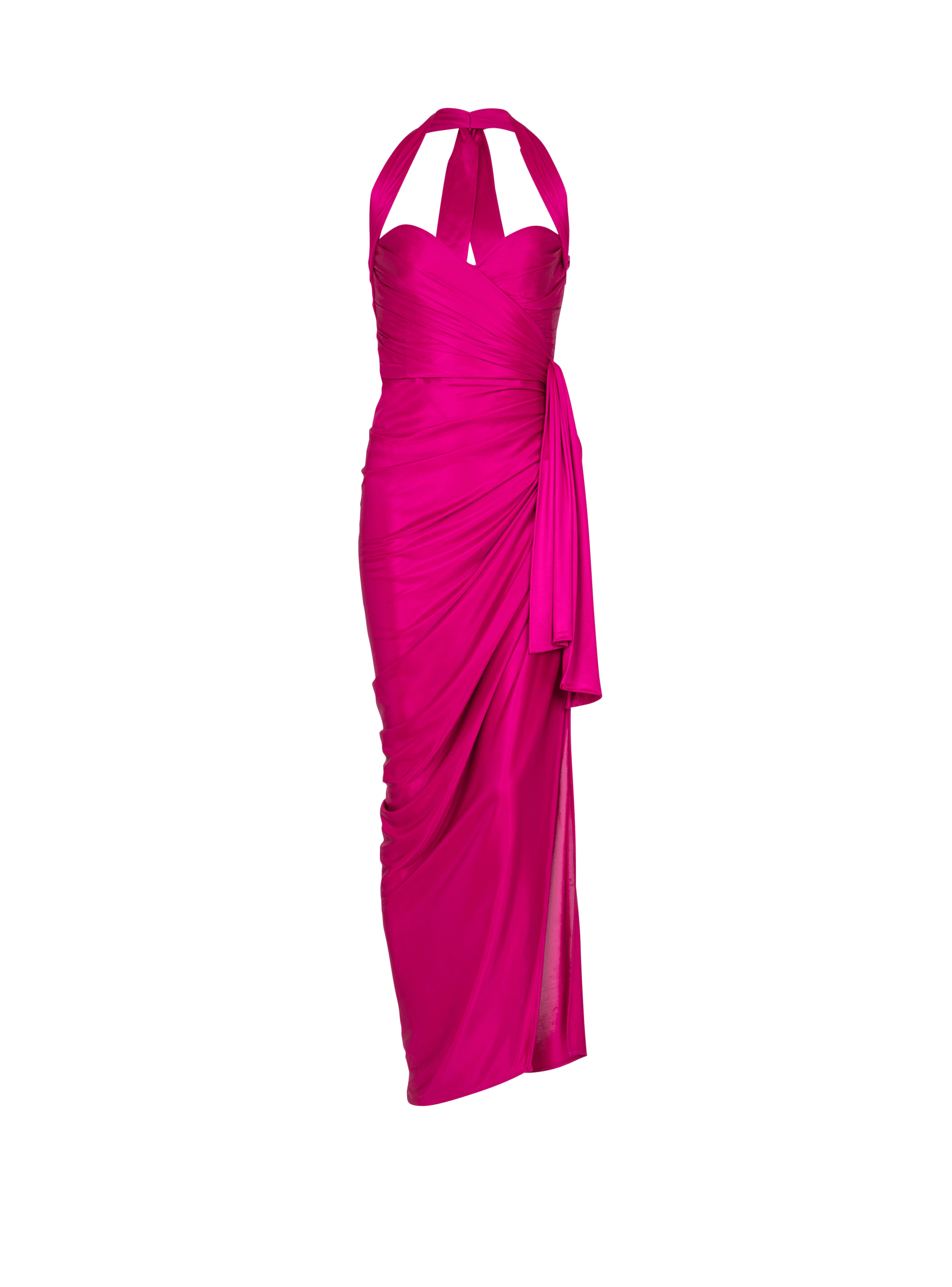 Balmain Women's Pink - Flowing Draped Interlock Jersey Dress