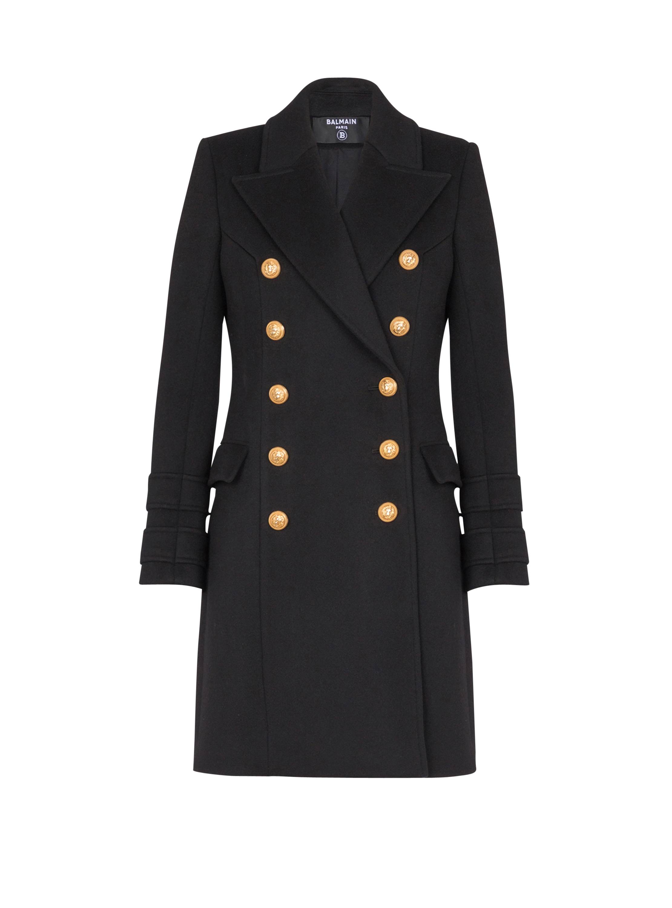 Balmain 10-buttons Wool And Cashmere Coat In Black
