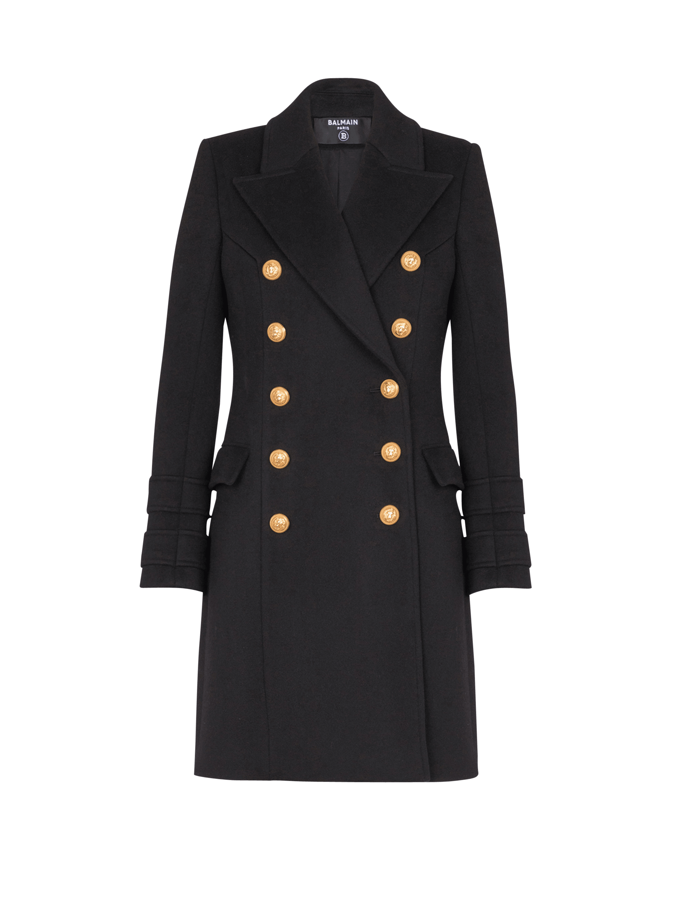Balmain Women's Black - 10-Buttons Wool And Cashmere Coat