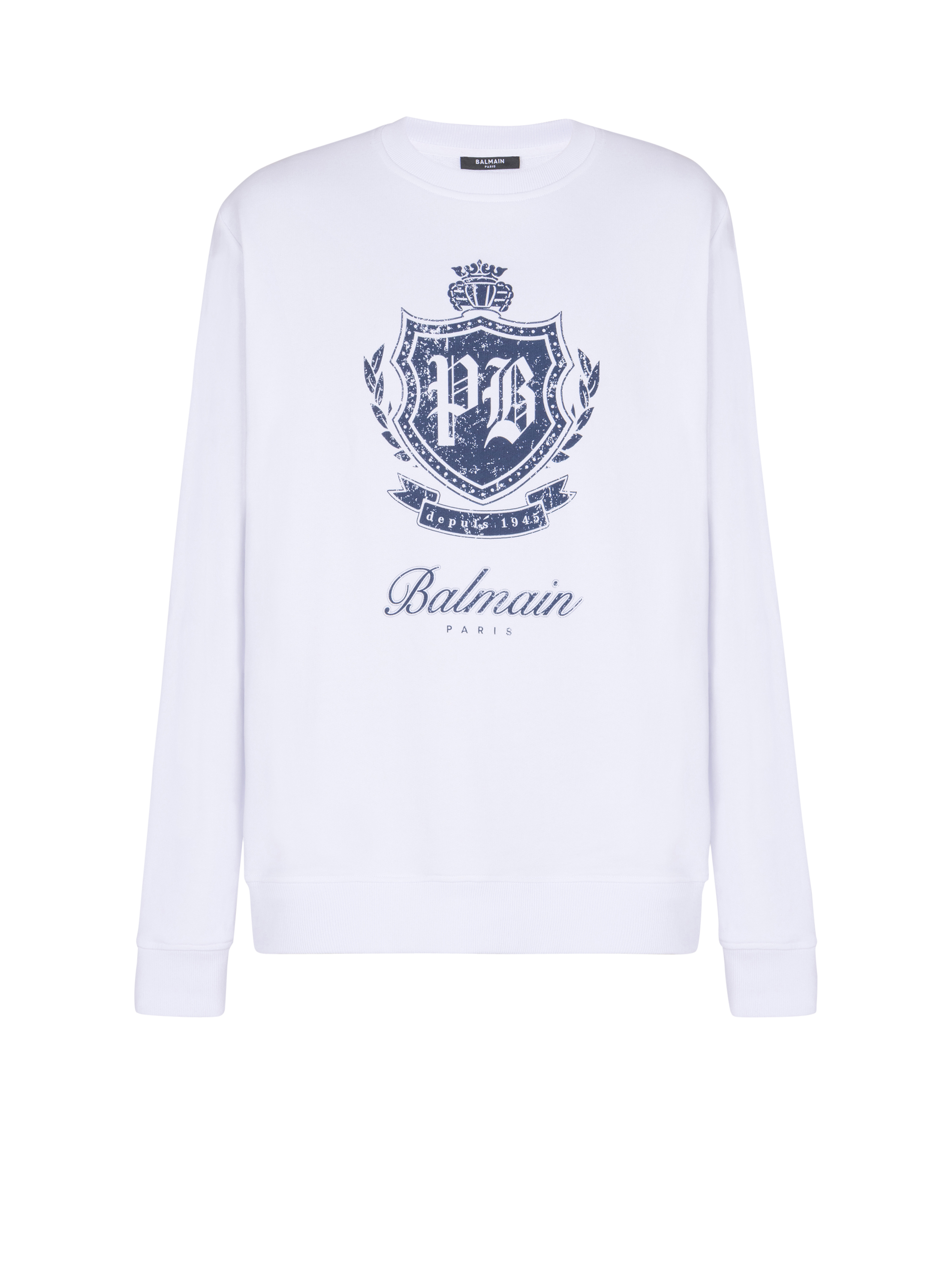 Balmain Men's Blue - College Emblem Sweatshirt