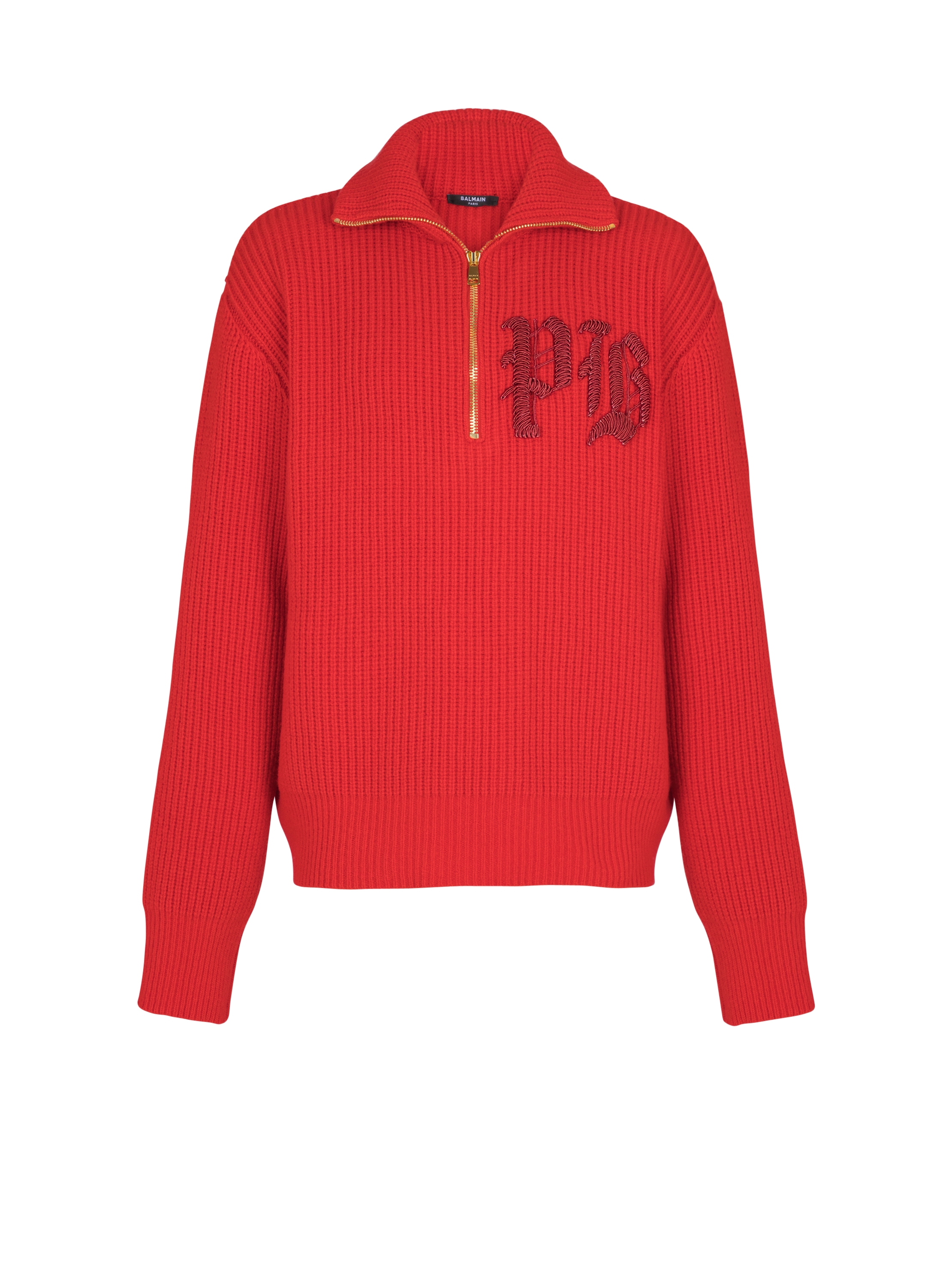 Balmain Men's Red - Cable Knit Jumper