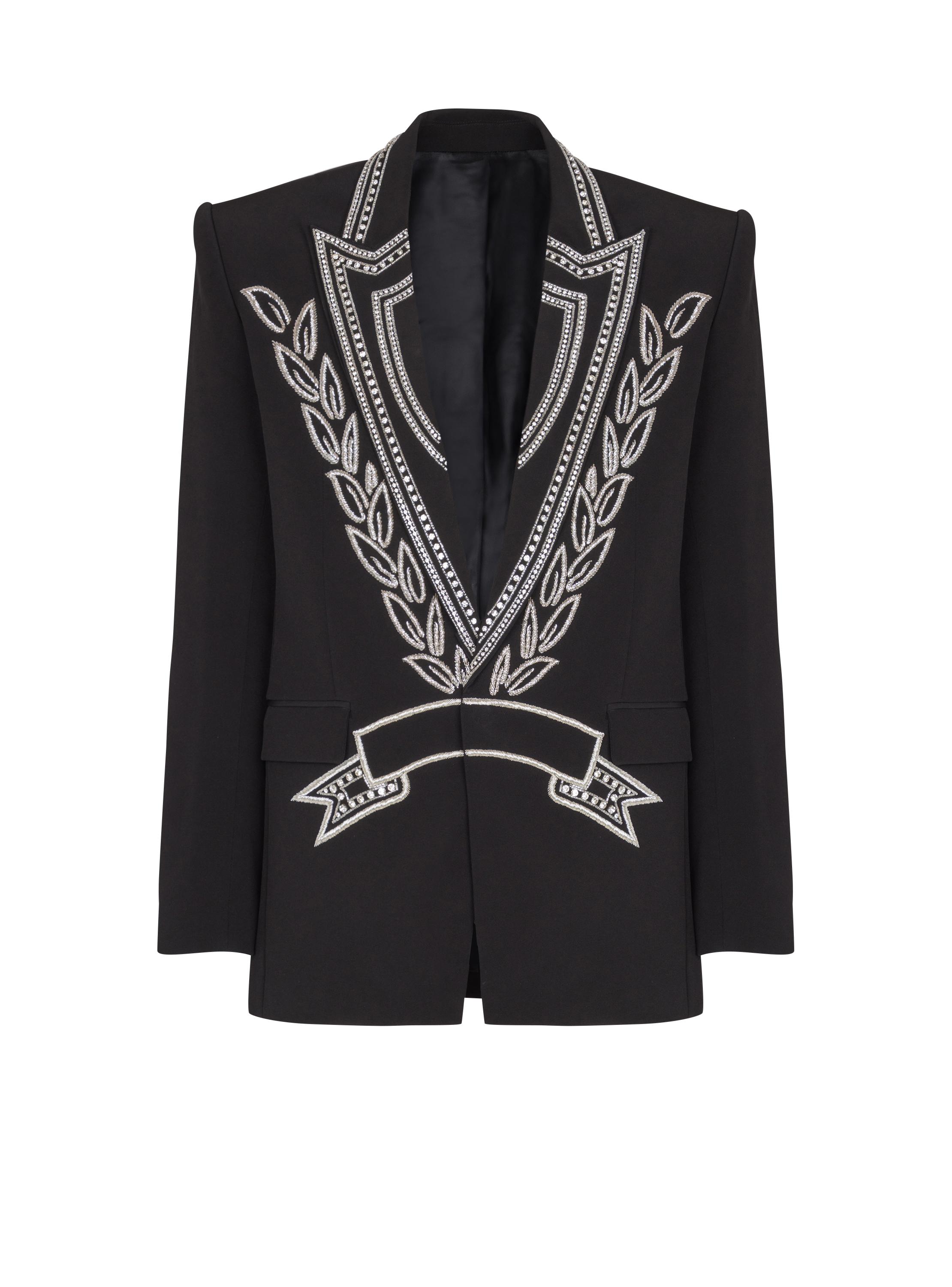 Balmain Men's Black - Crepe 1-Button Jacket With Crystals