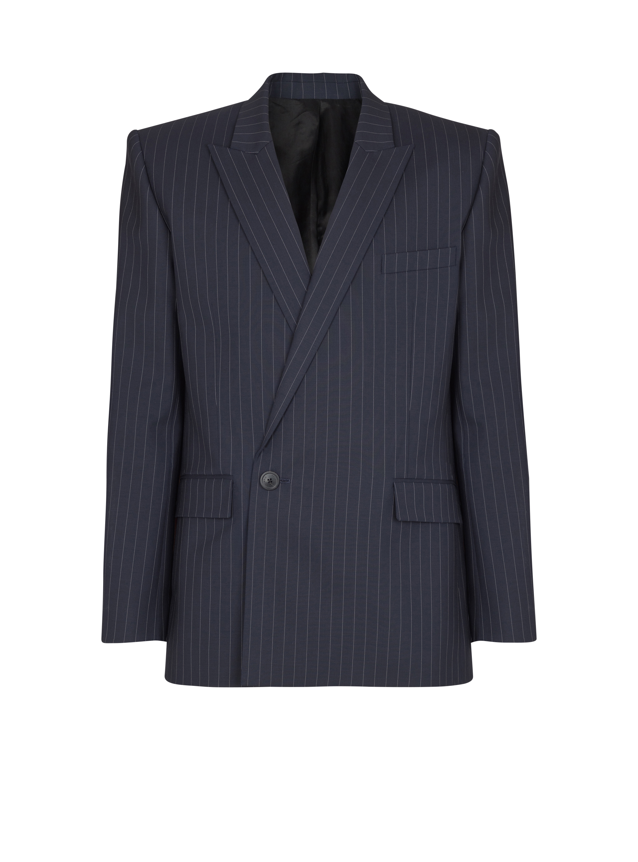 Balmain Men's Navy - Wool Pinstripe Blazer