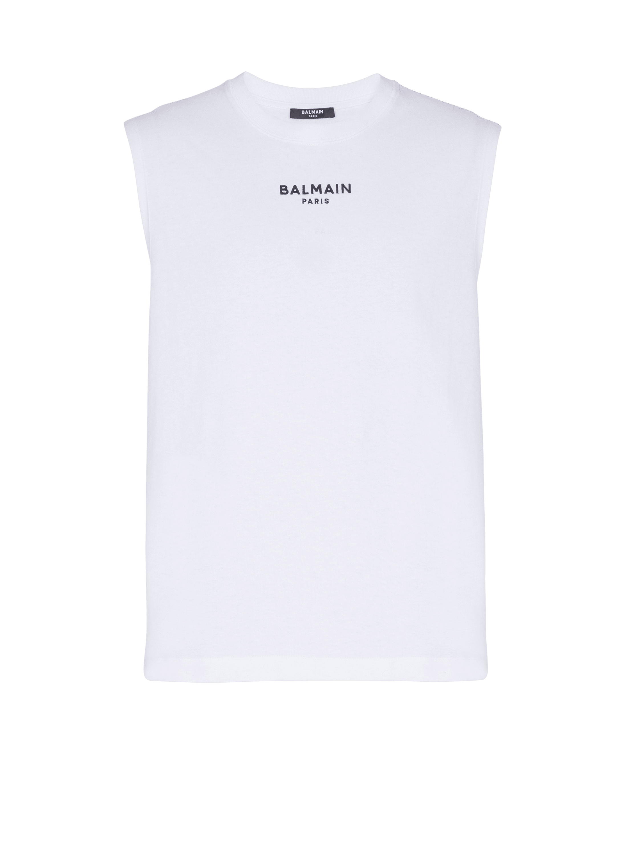 Balmain Men's White - Paris Embroidered Vest Top