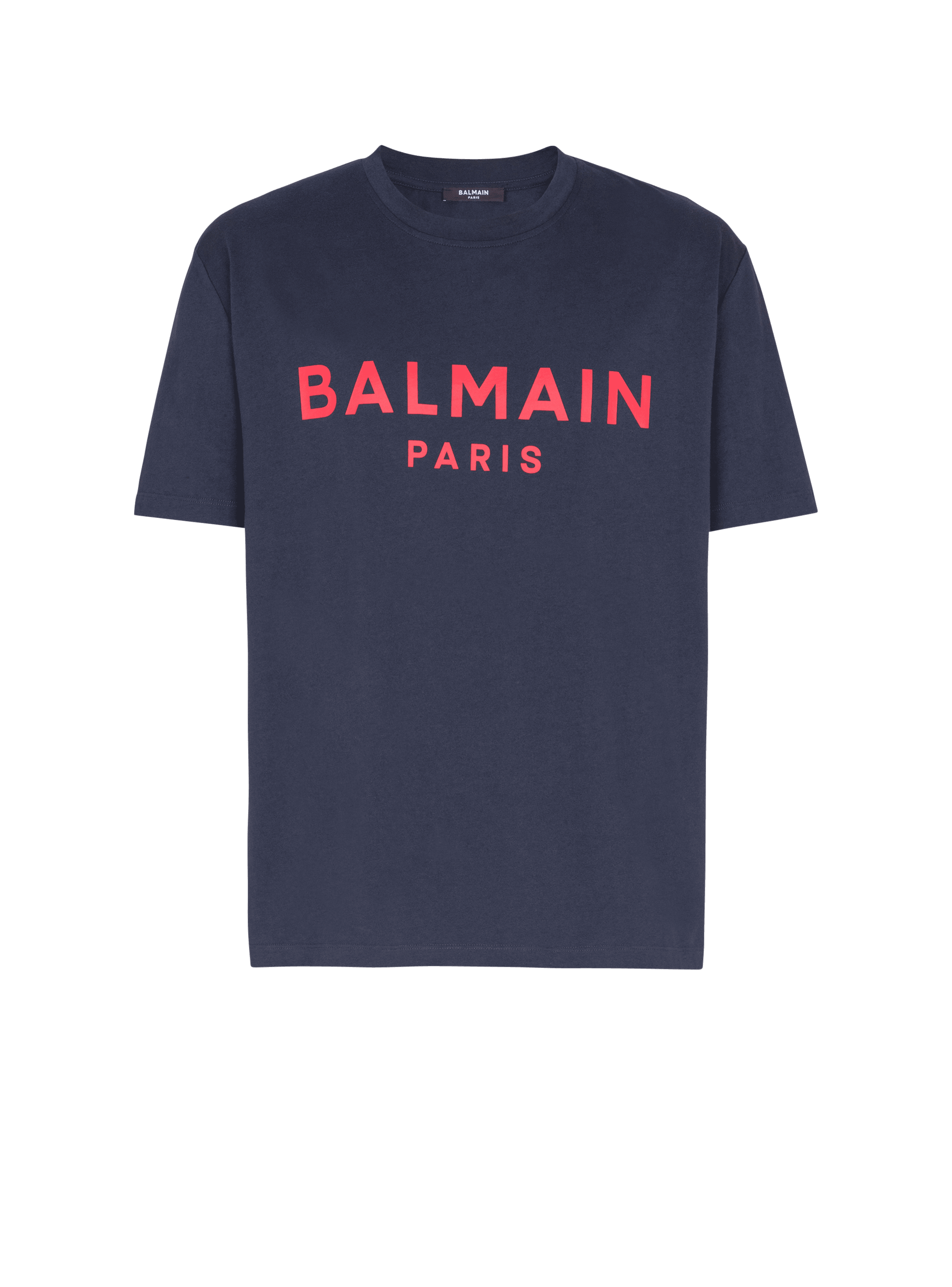 Balmain Men's Navy - T-Shirt With Paris Print