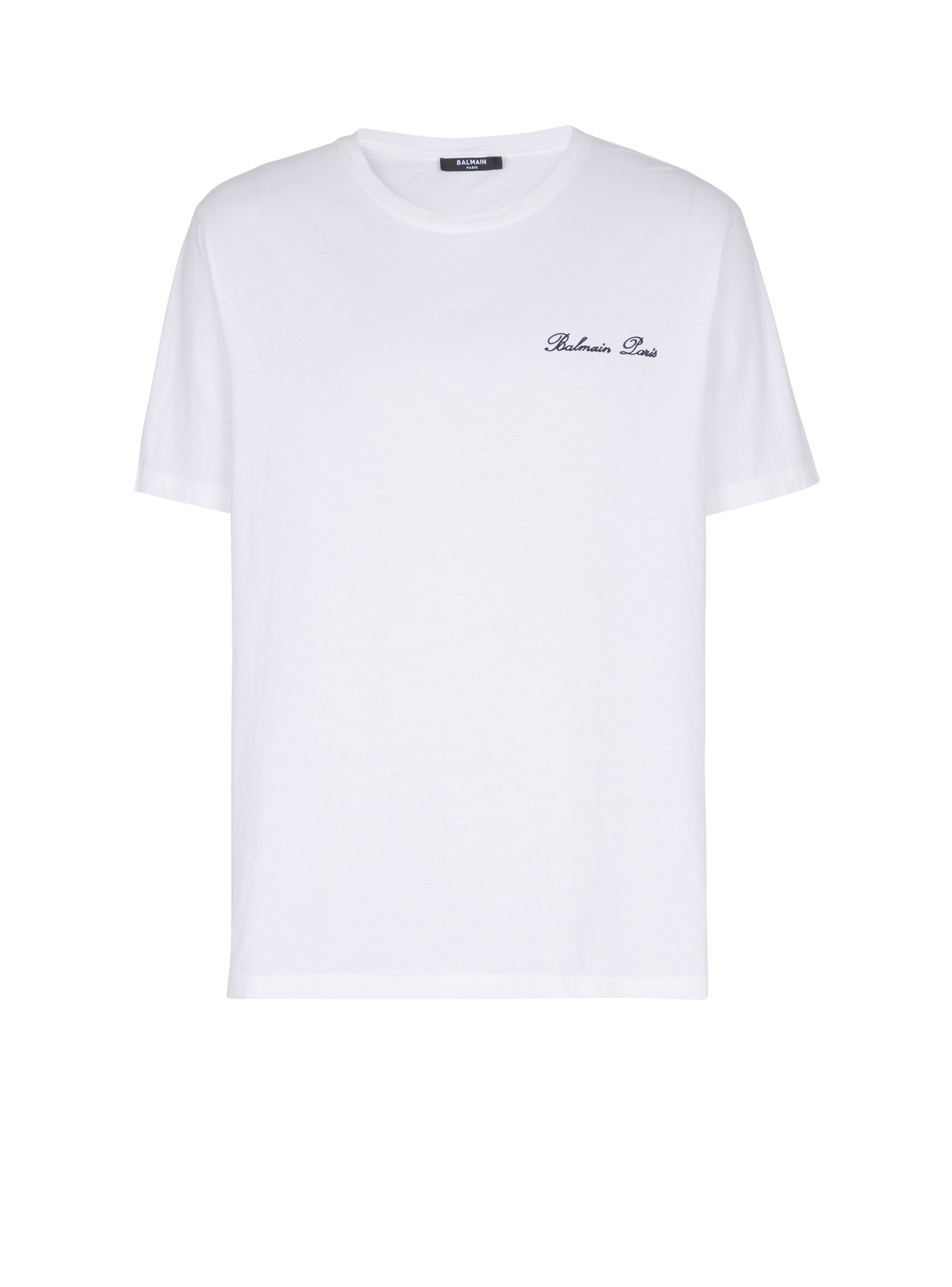 Balmain Men's White - Embroidered Signature T-Shirt