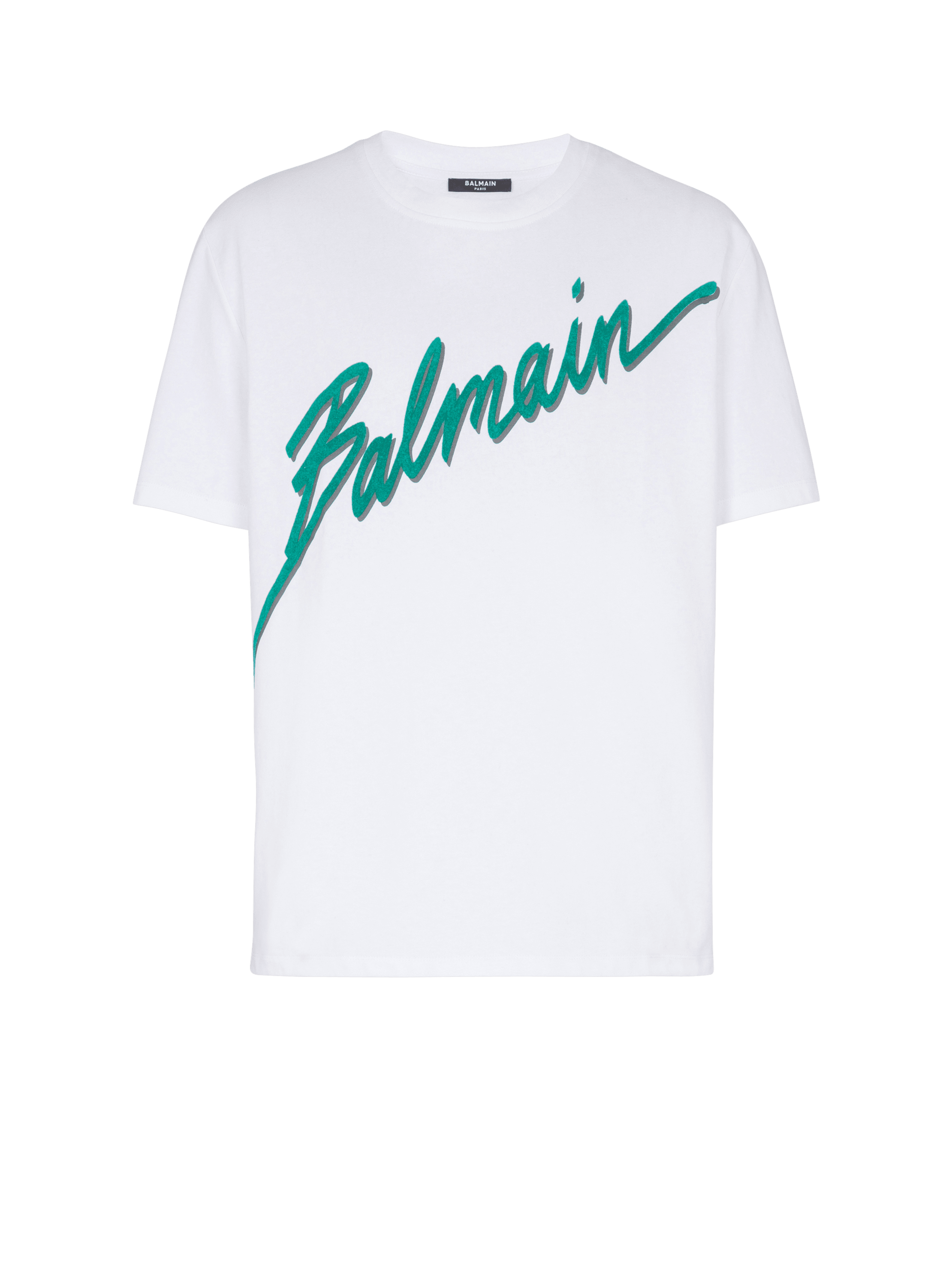 Balmain Men's White - Lettre Flocked T-Shirt