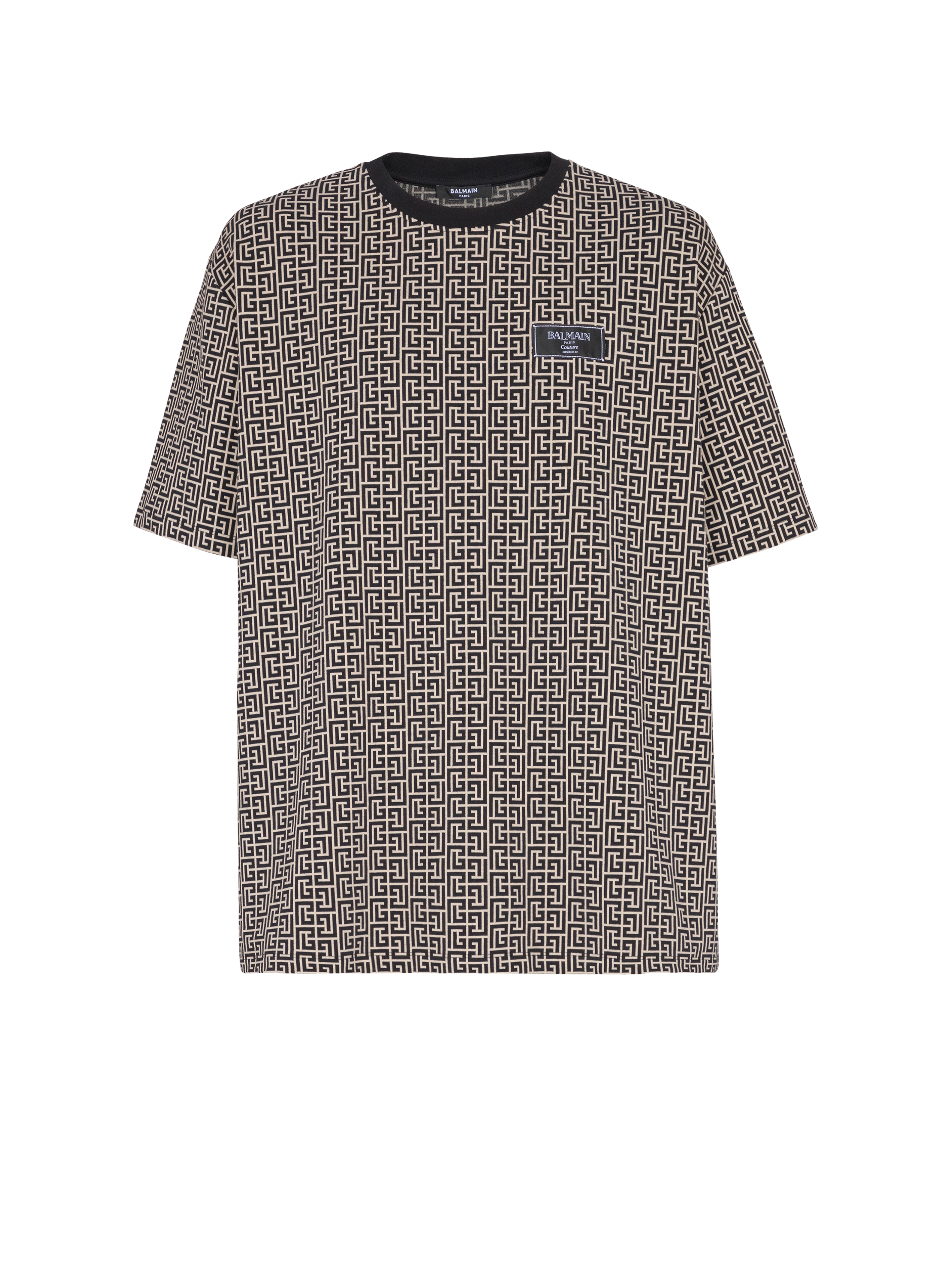 Balmain Men's Black - Monogram Jacquard T-Shirt
