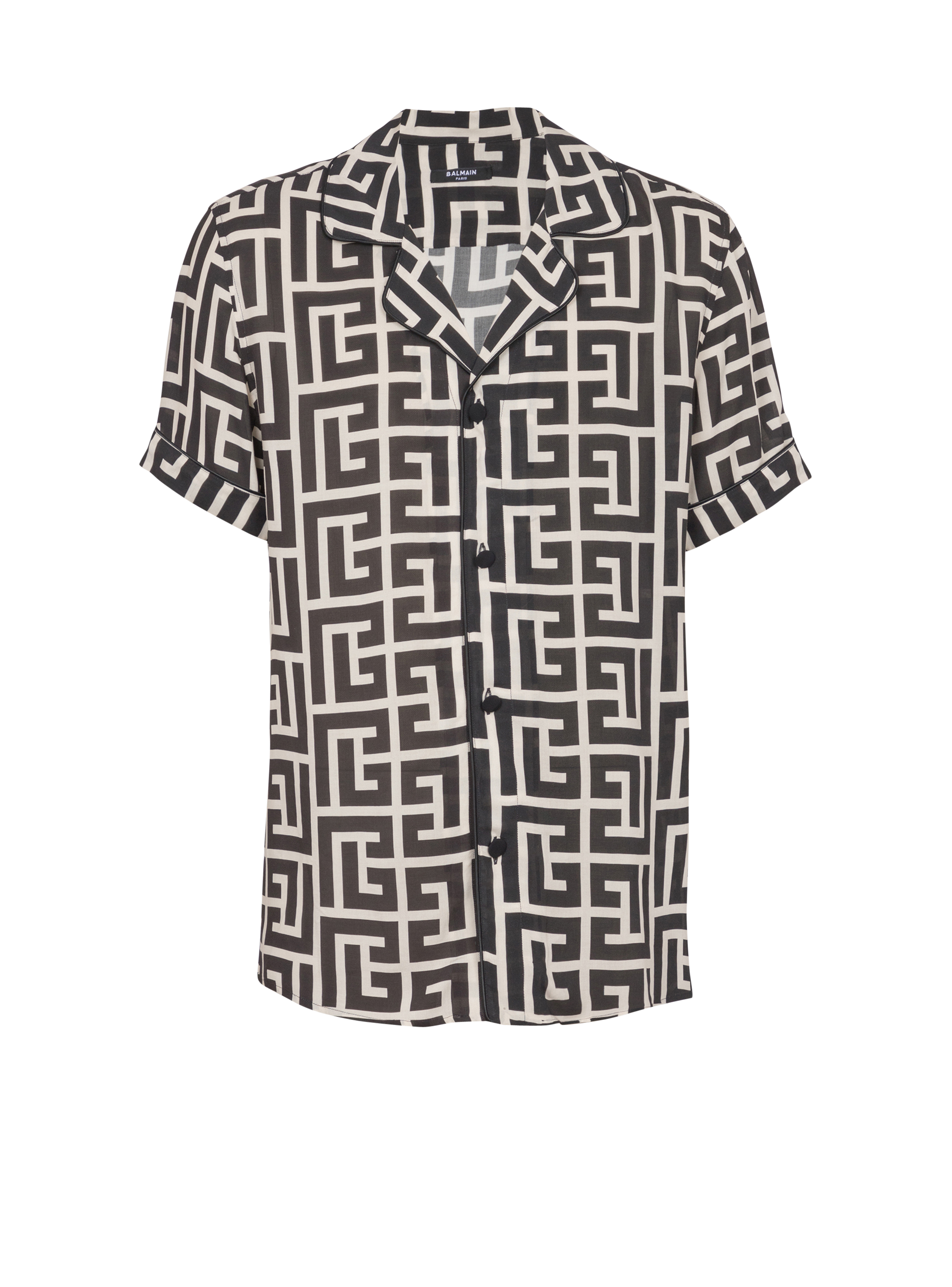 Balmain Men's Black - Pyjama Shirt With Monogrammed Print