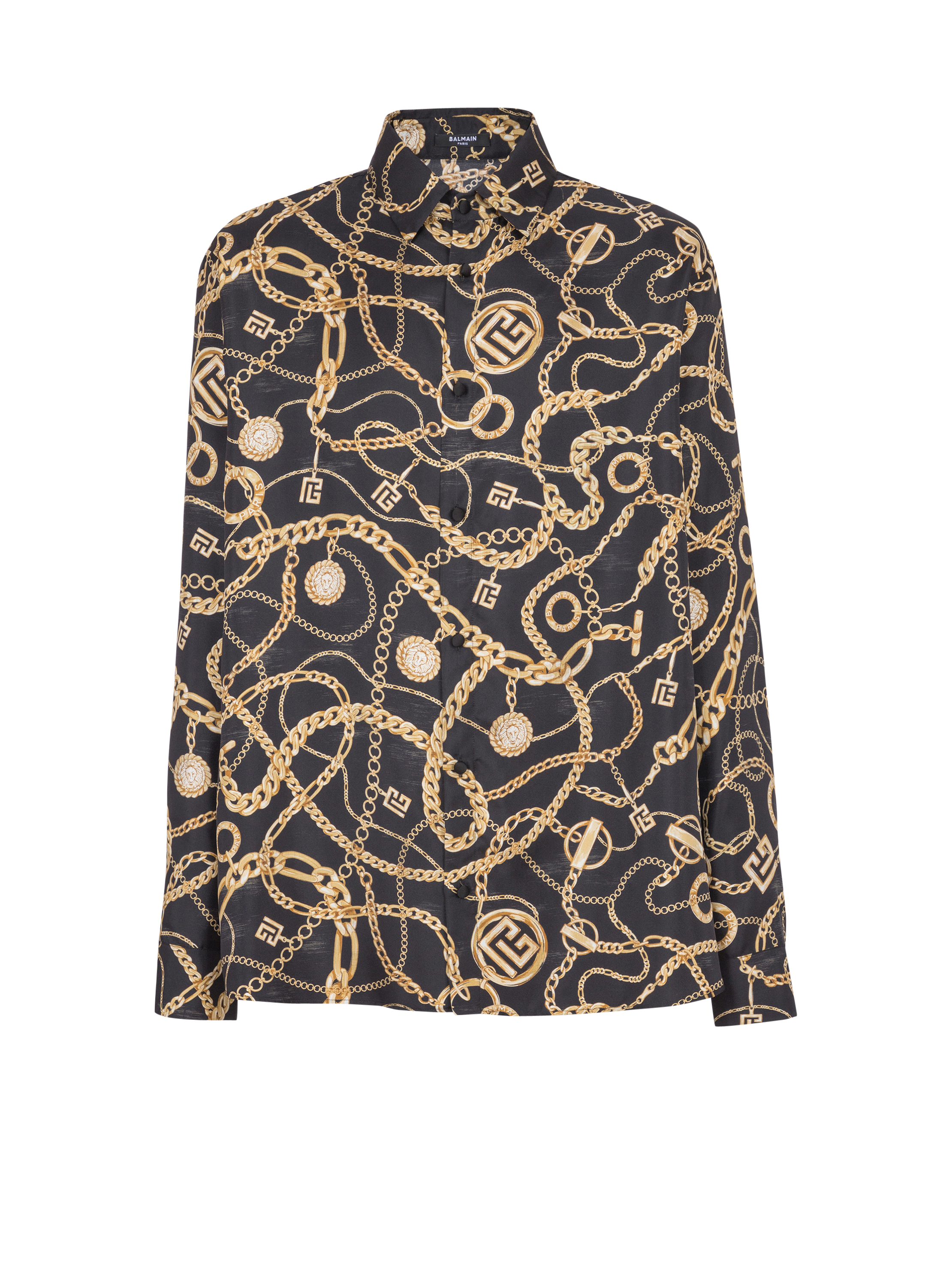 Balmain Men's Multicolor - Printed Silk Shirt With Chaînes Pattern