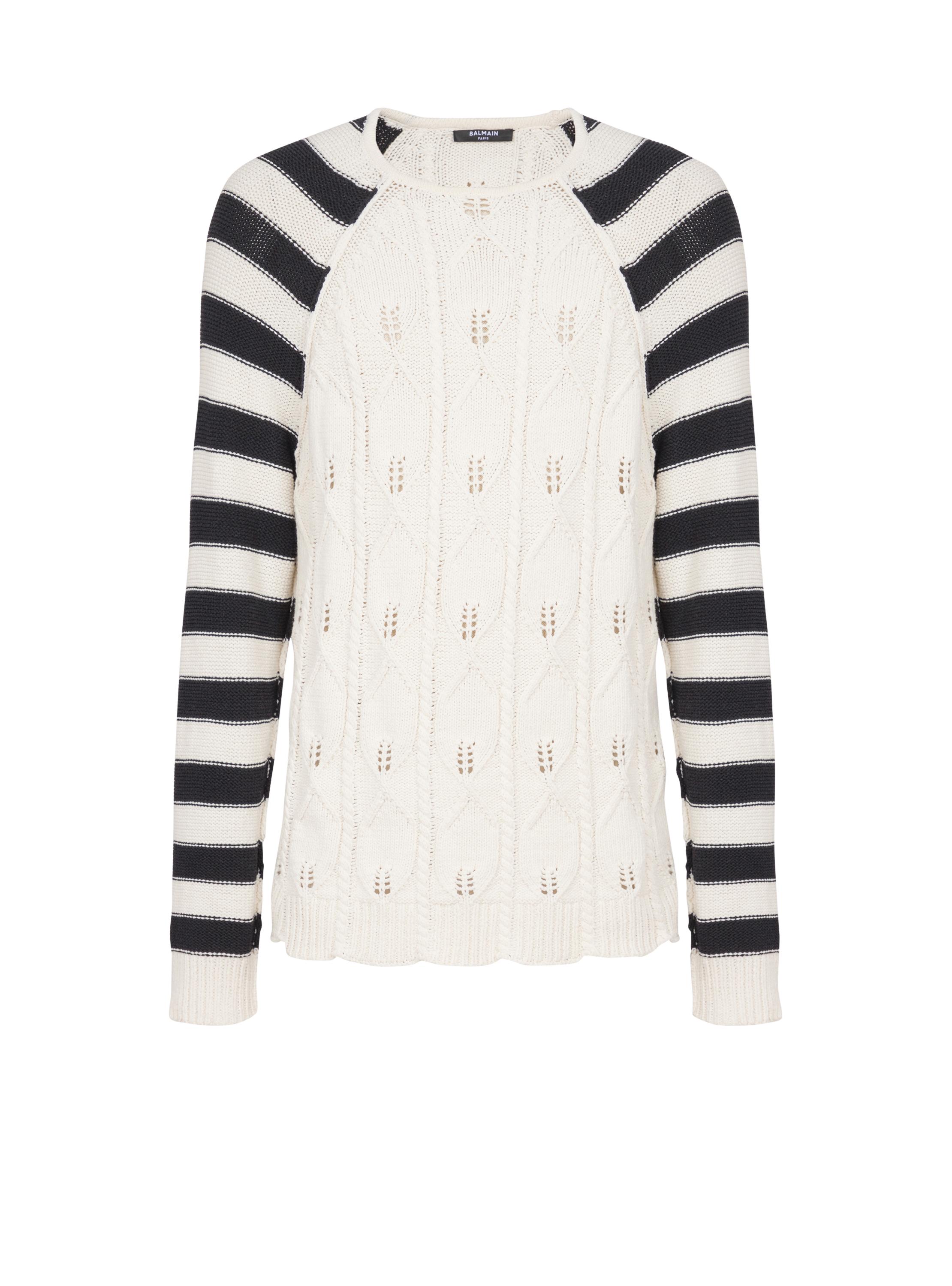 Balmain Men's White - Cable Knit Jumper