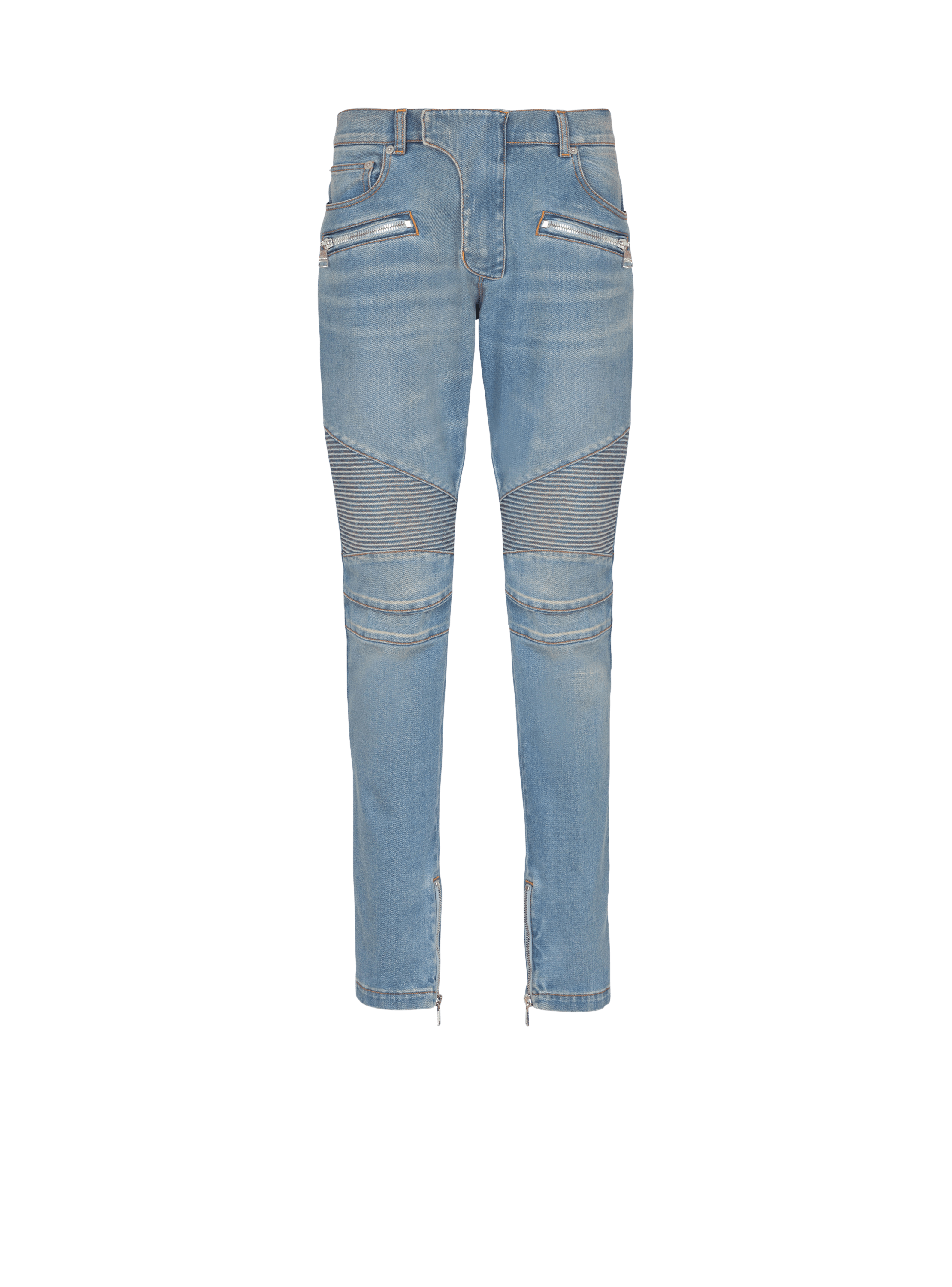 Balmain Men's Blue - Slim-Fit Biker Trousers In Denim
