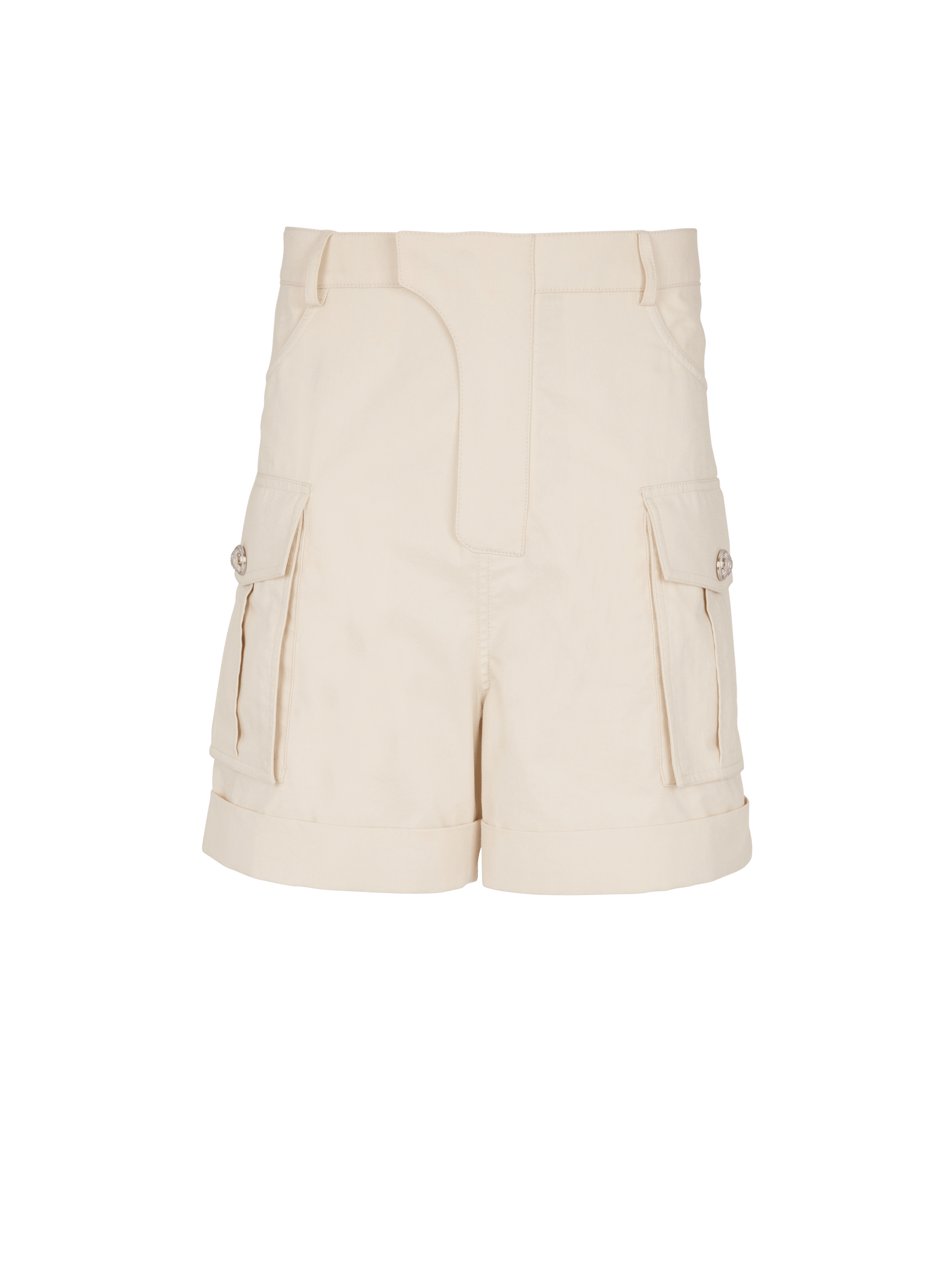 Balmain Men's Beige - Cotton Cargo Bermuda Shorts