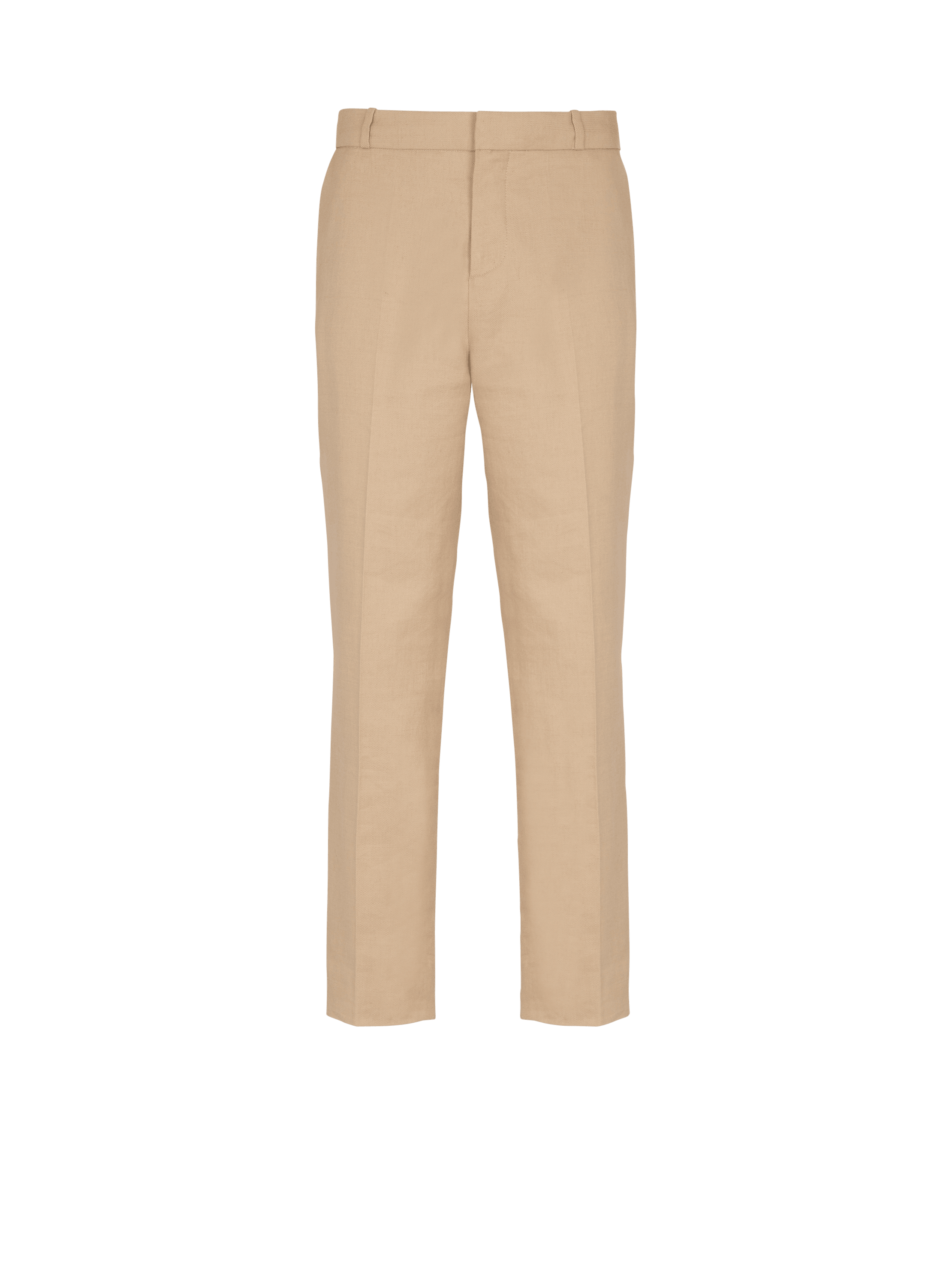Balmain Men's Beige - Straight-Leg Tailored Canvas Trousers