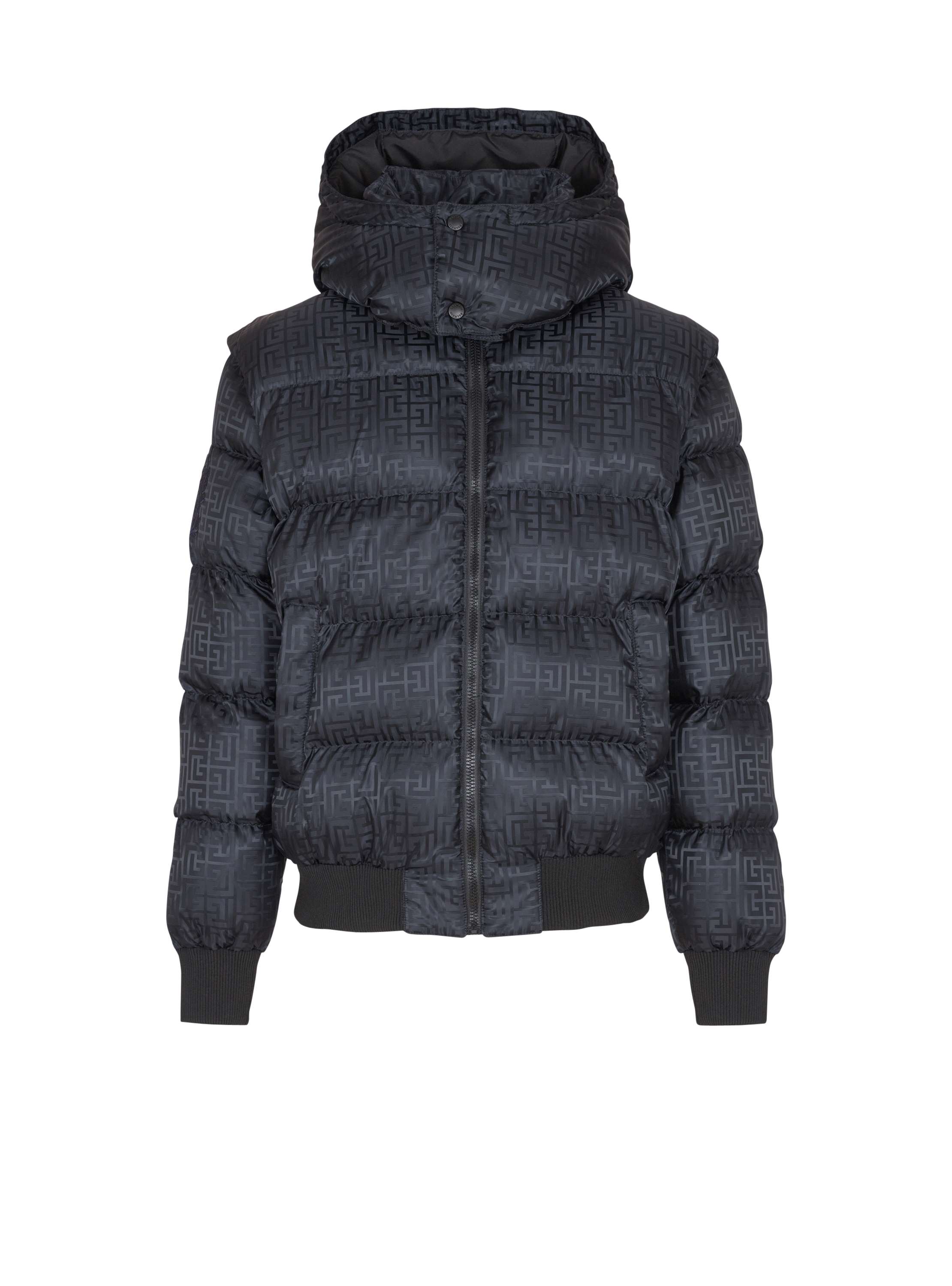Balmain Cropped monogram jacquard padded jacket