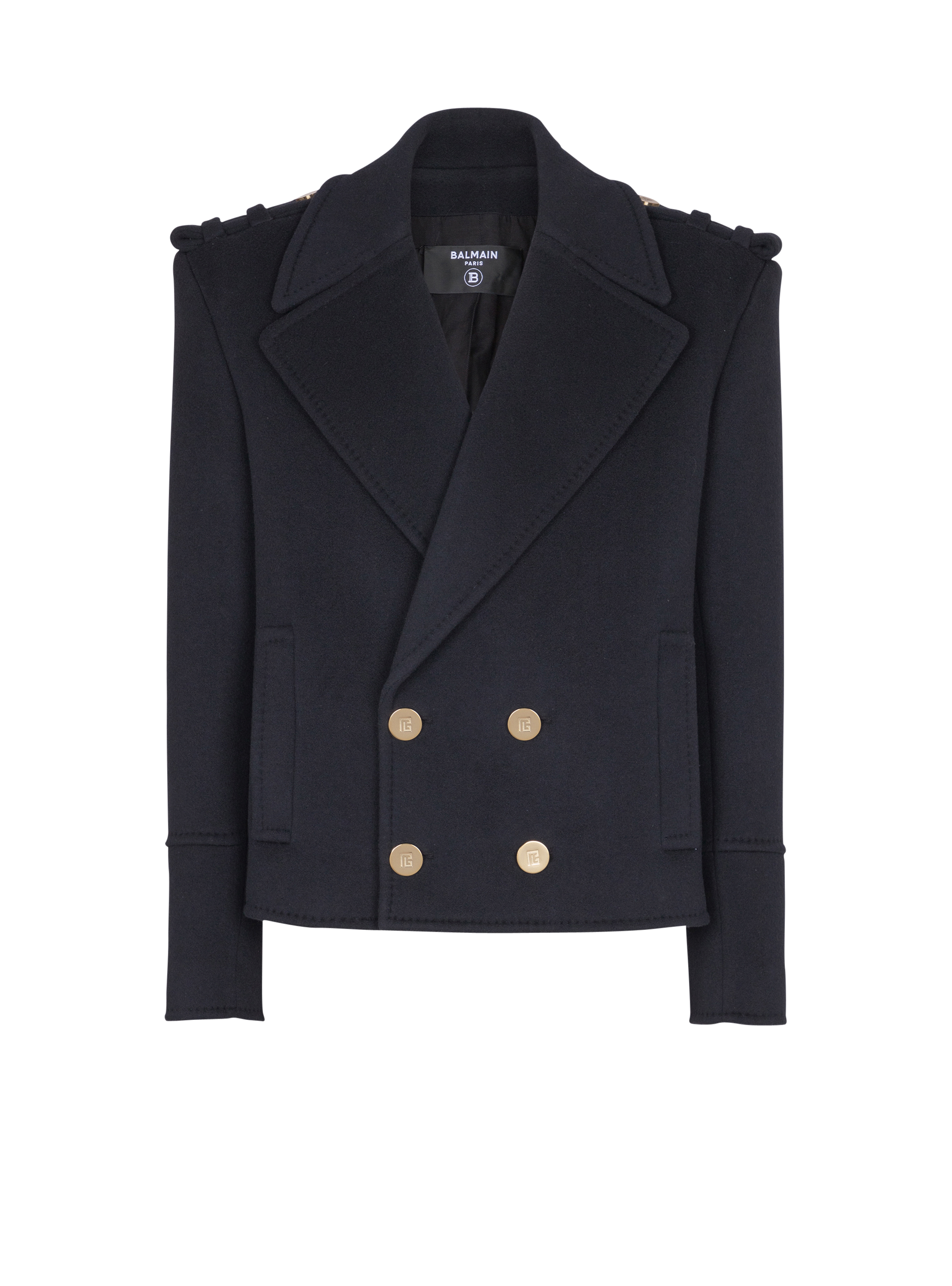Balmain Men's Navy - Cropped Wool Reefer Jacket