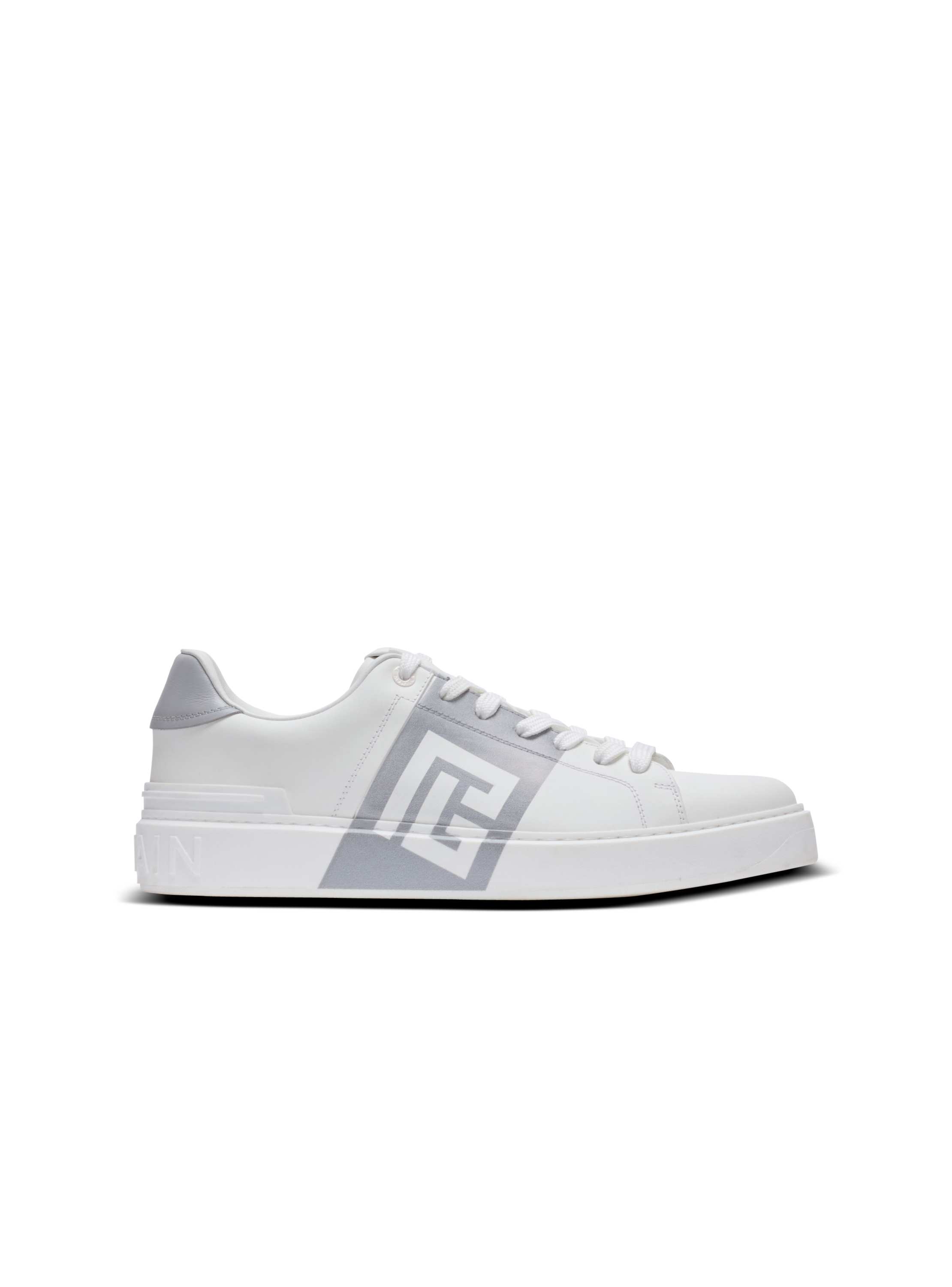 Balmain Low-top Court Sneakers In Smooth Leather In White