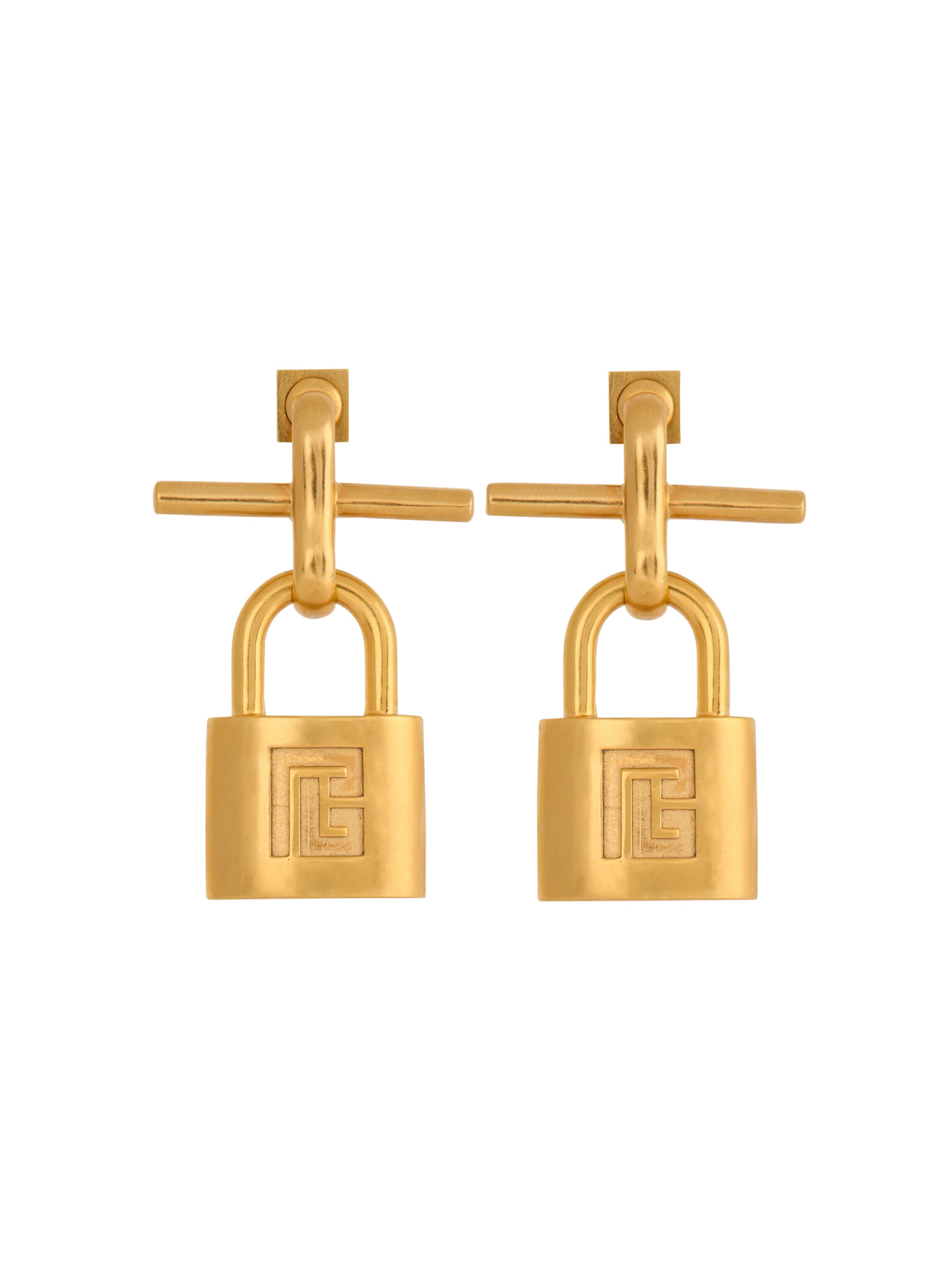 Balmain Brass Pulse padlock earrings | Thumbnail 3