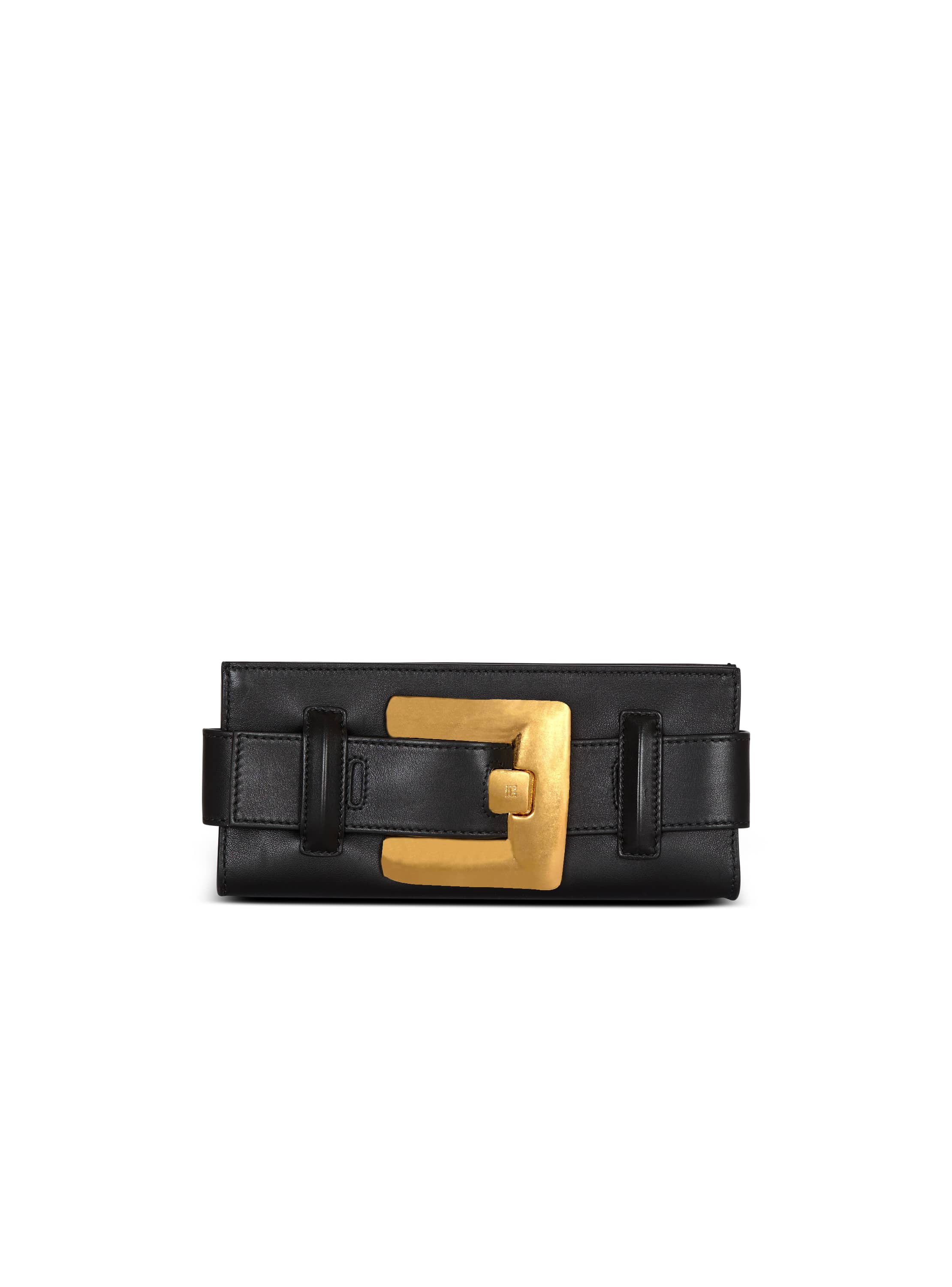 Balmain Anthem Calfskin Leather Clutch In Black