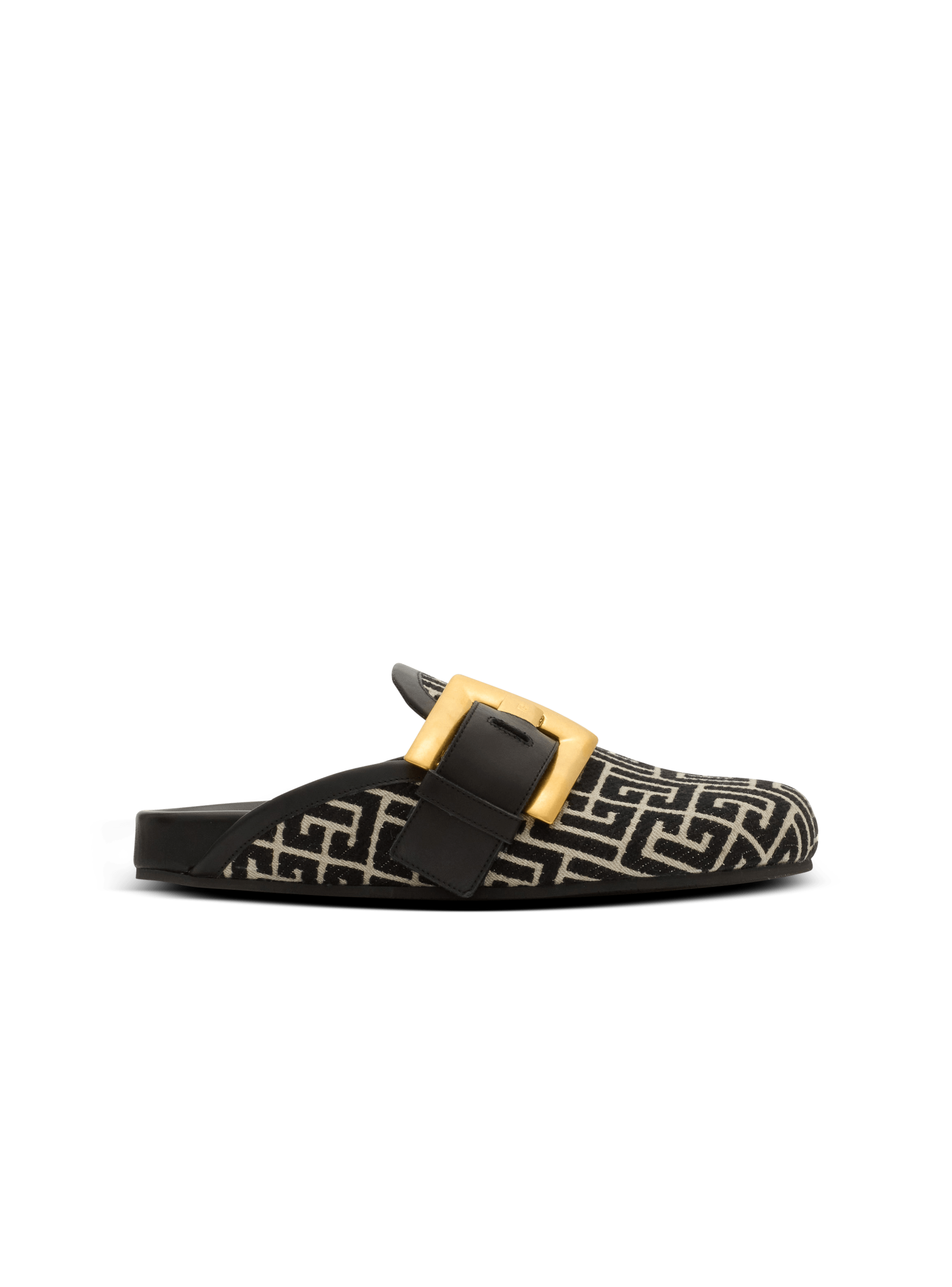 Balmain Women's Black - Anthem Mules In Jacquard Canvas With Pb Monogram