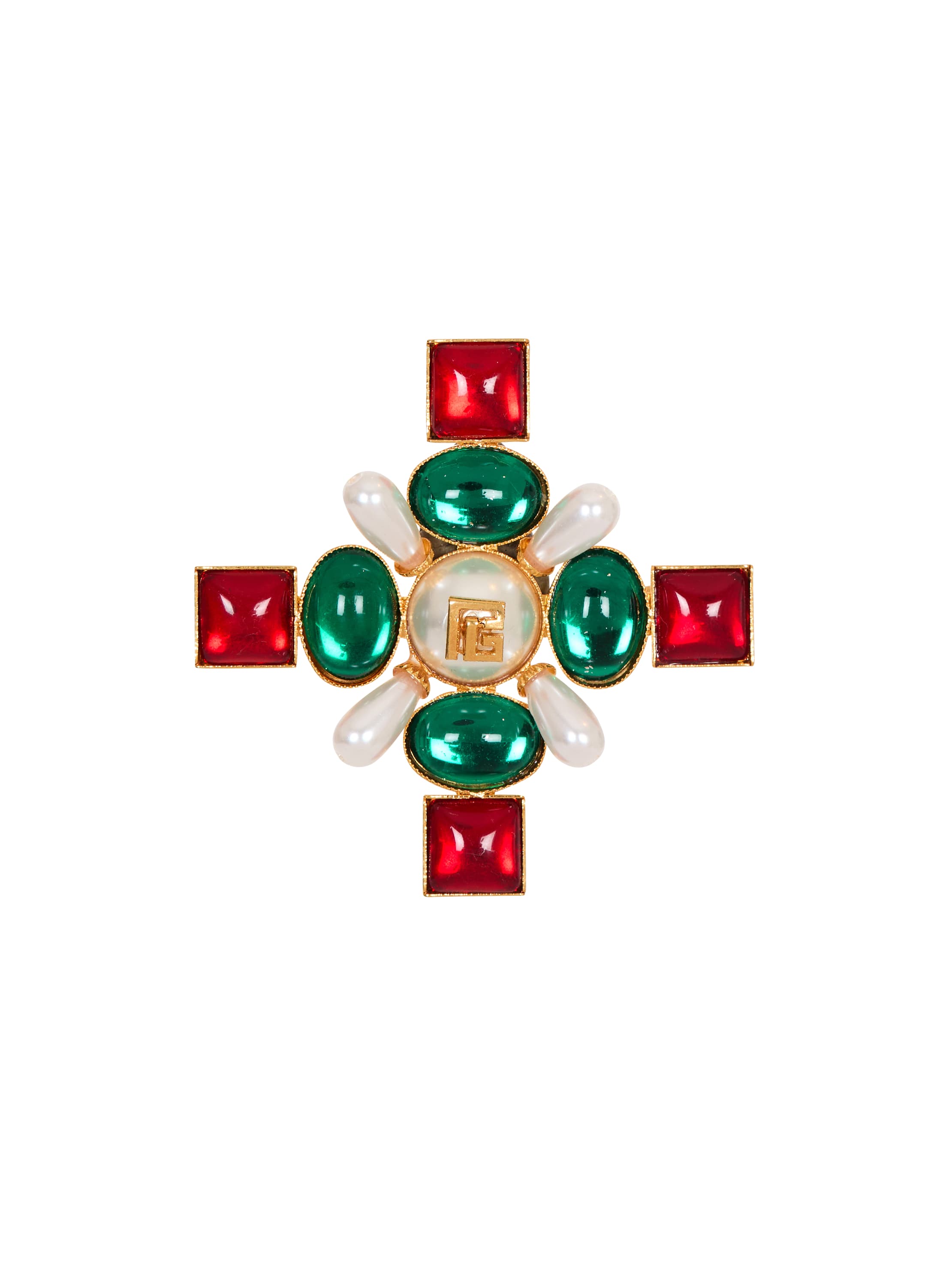 Balmain Baroque Bead And Crystal Brooch In Multi