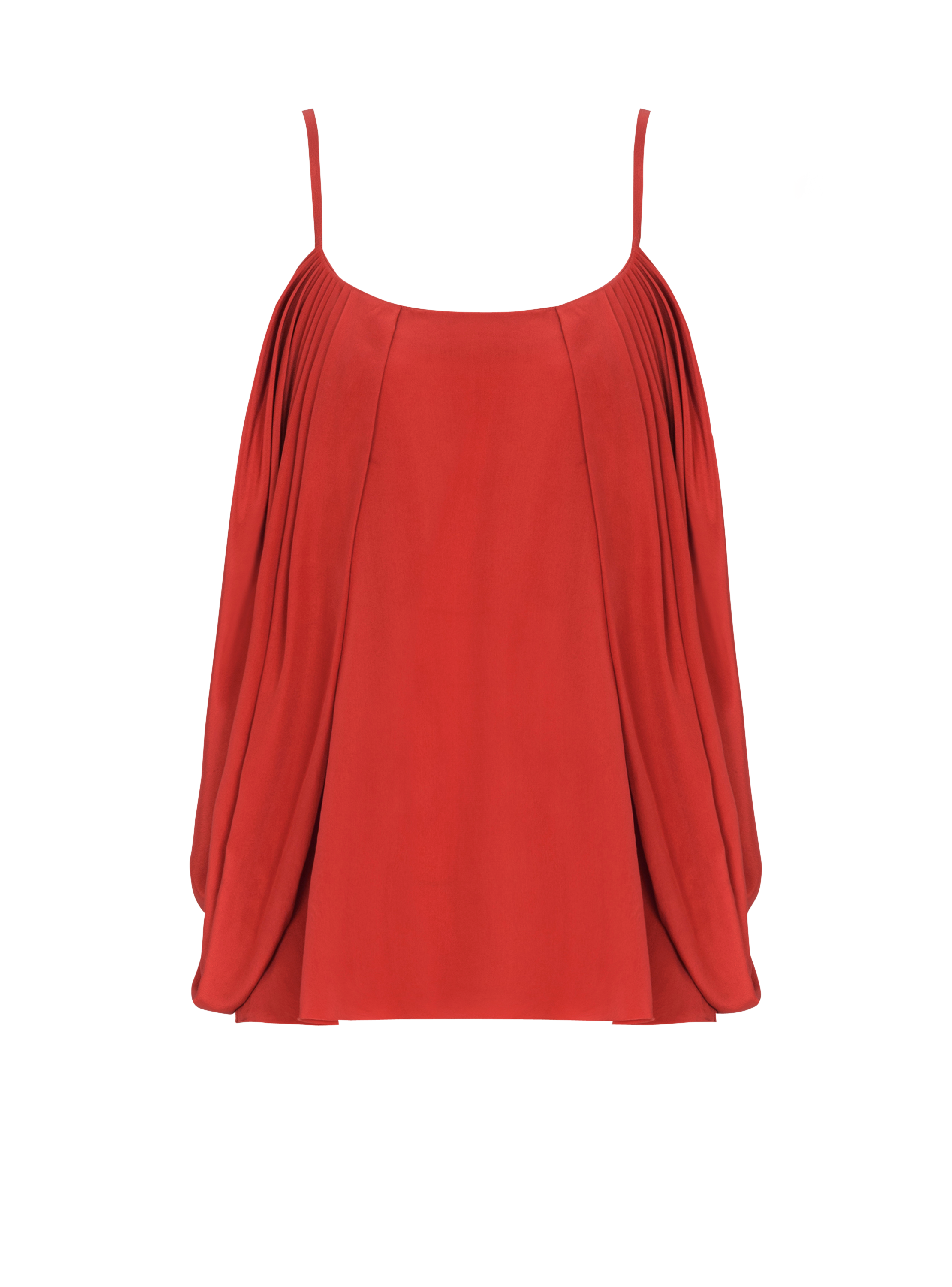 Balmain Donna Rosso - Canotta Drappeggiata In Crêpe Di Seta