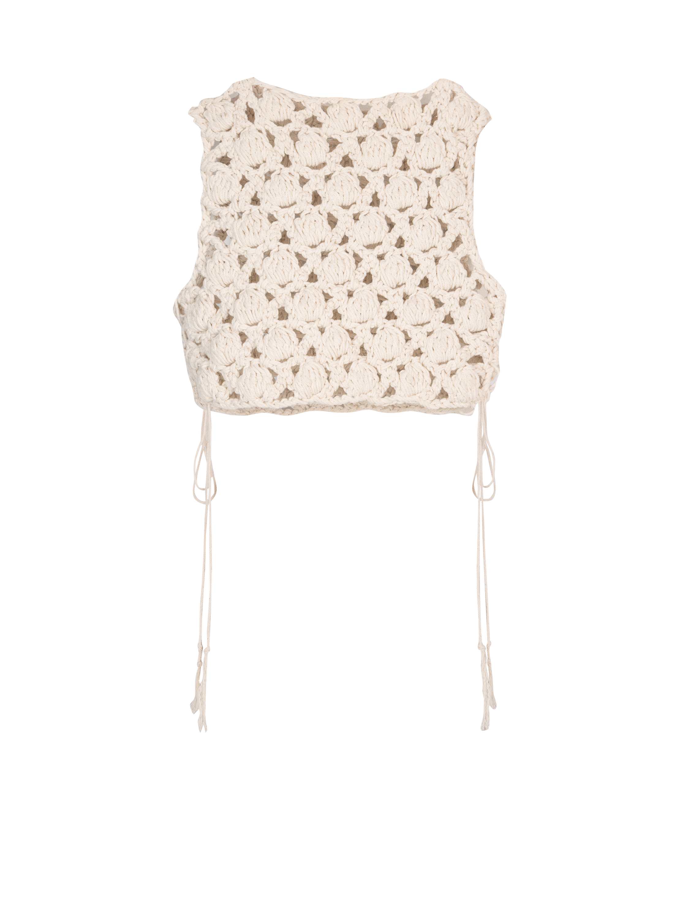 Balmain Crochet Top In Beige