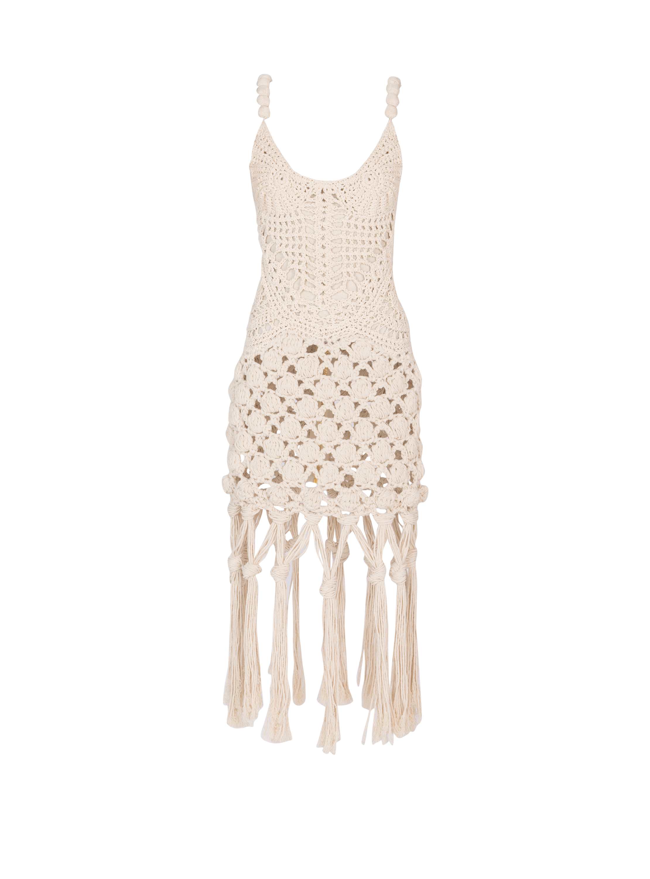 Balmain Crochet Dress In Beige