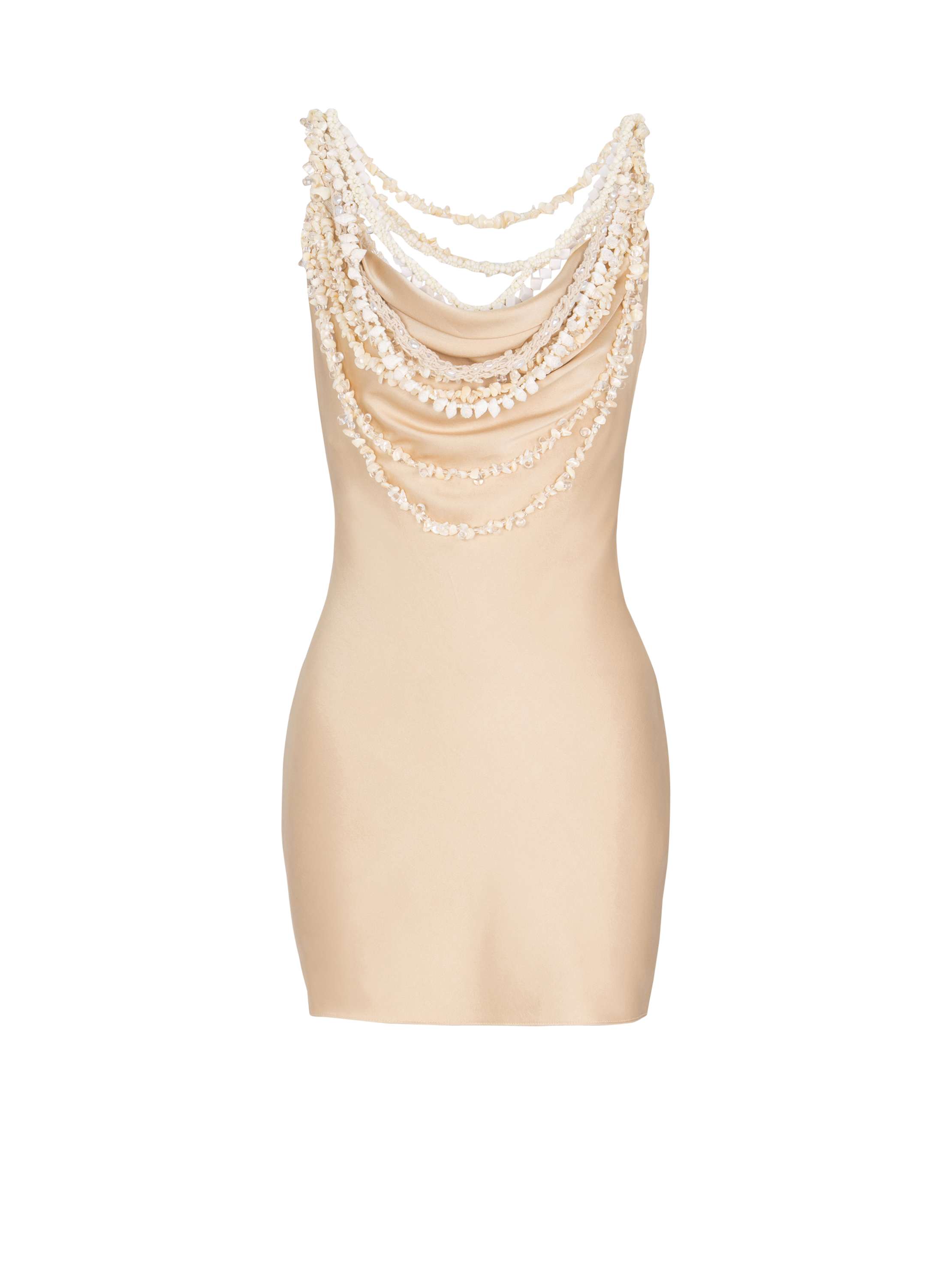 Balmain Silk Shell Dress In Beige