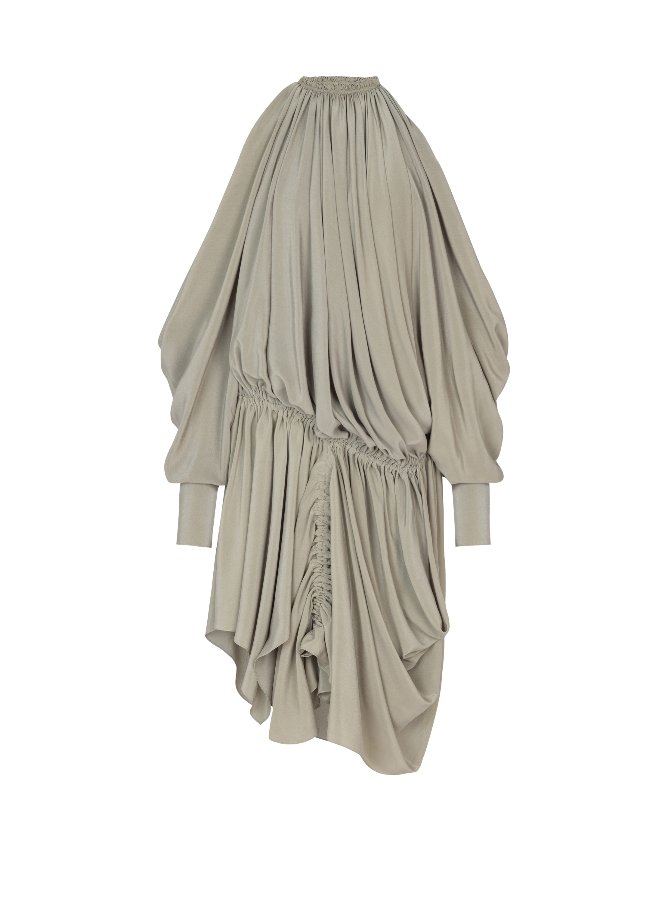 Balmain Donna Verde - Abito Drappeggiato In Crêpe Di Seta