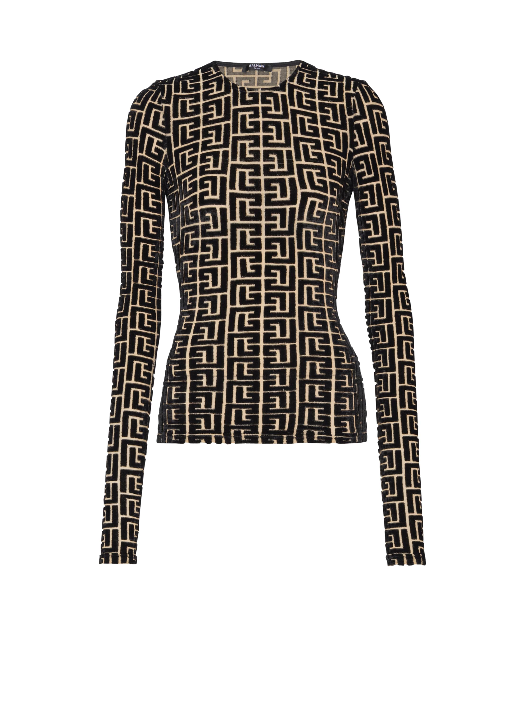 Balmain Monogrammed Velvet Top In Black