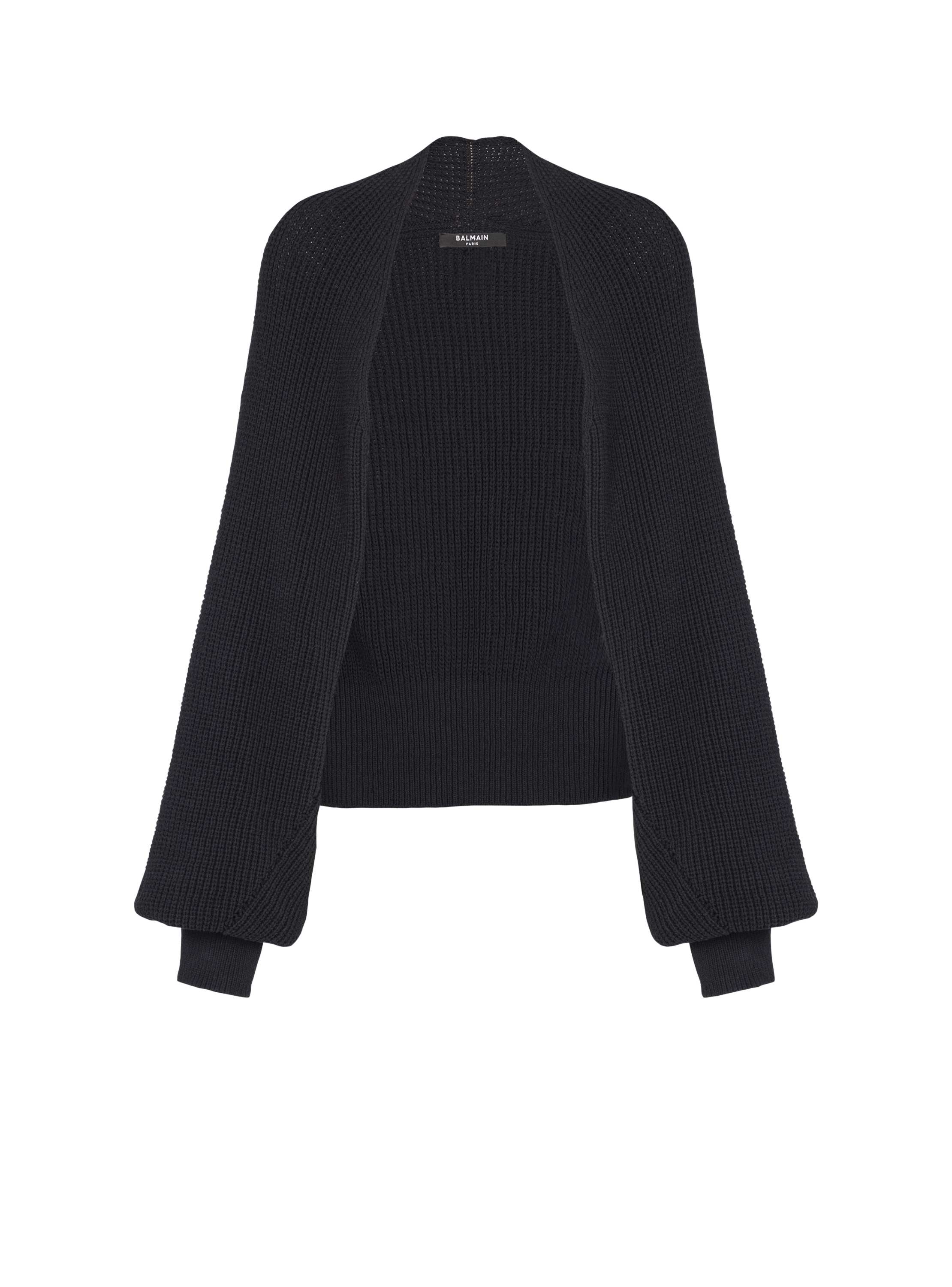 Balmain Ribbed Knit Bolero Cardigan In Black