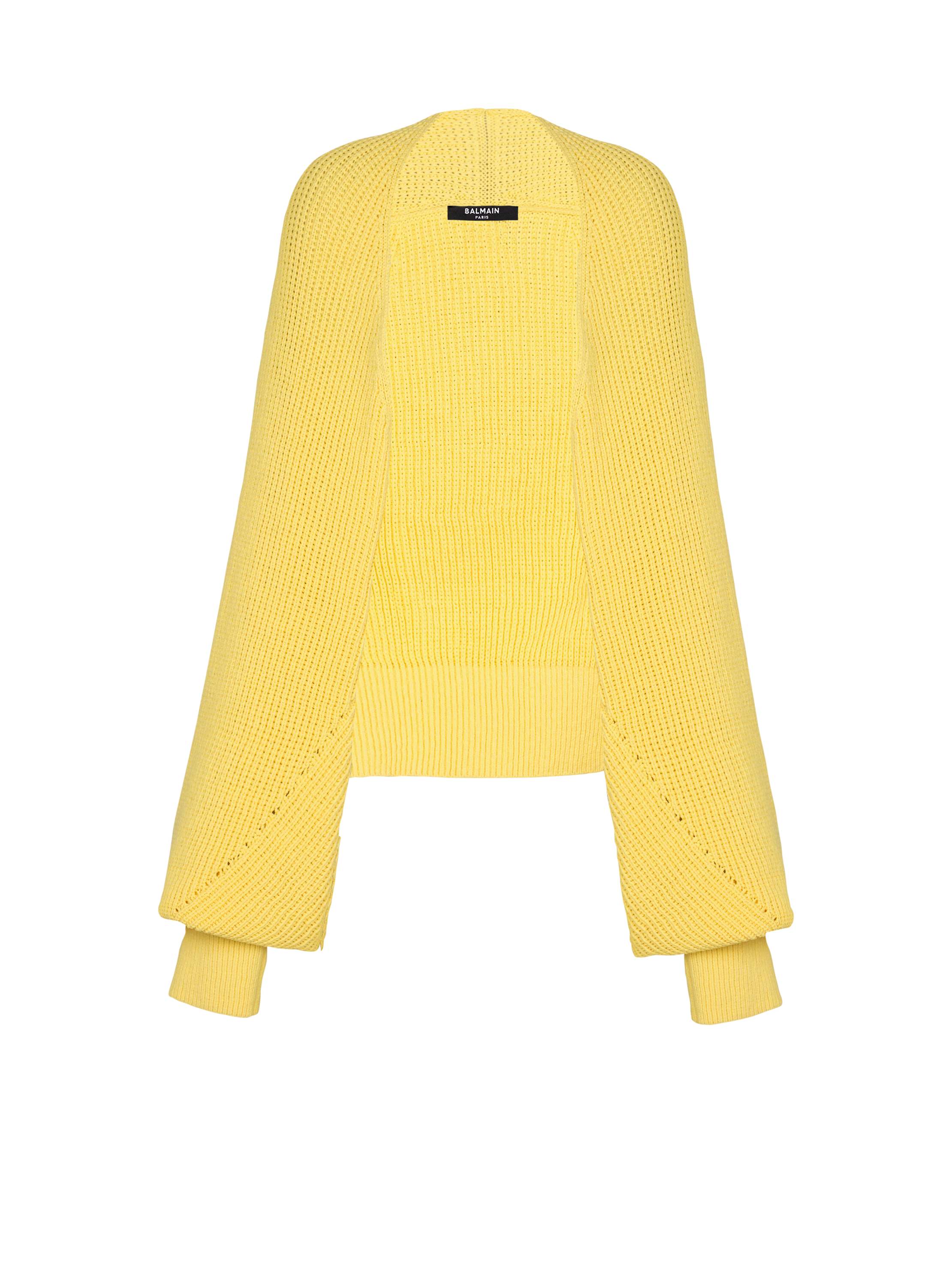 Balmain Ribbed Knit Bolero Cardigan In Yellow