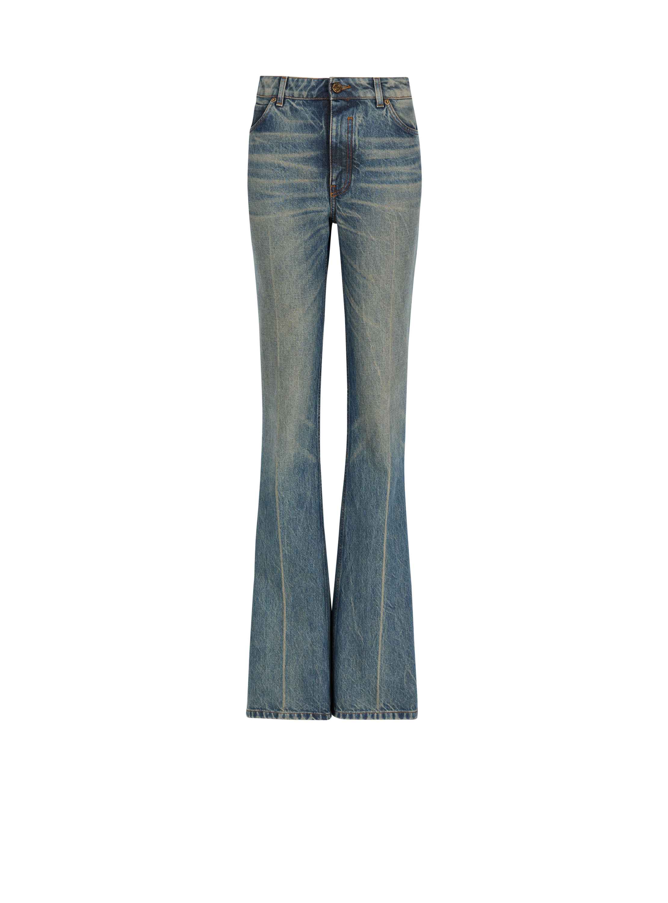 Balmain Straight-leg Faded Denim Jeans In Blue