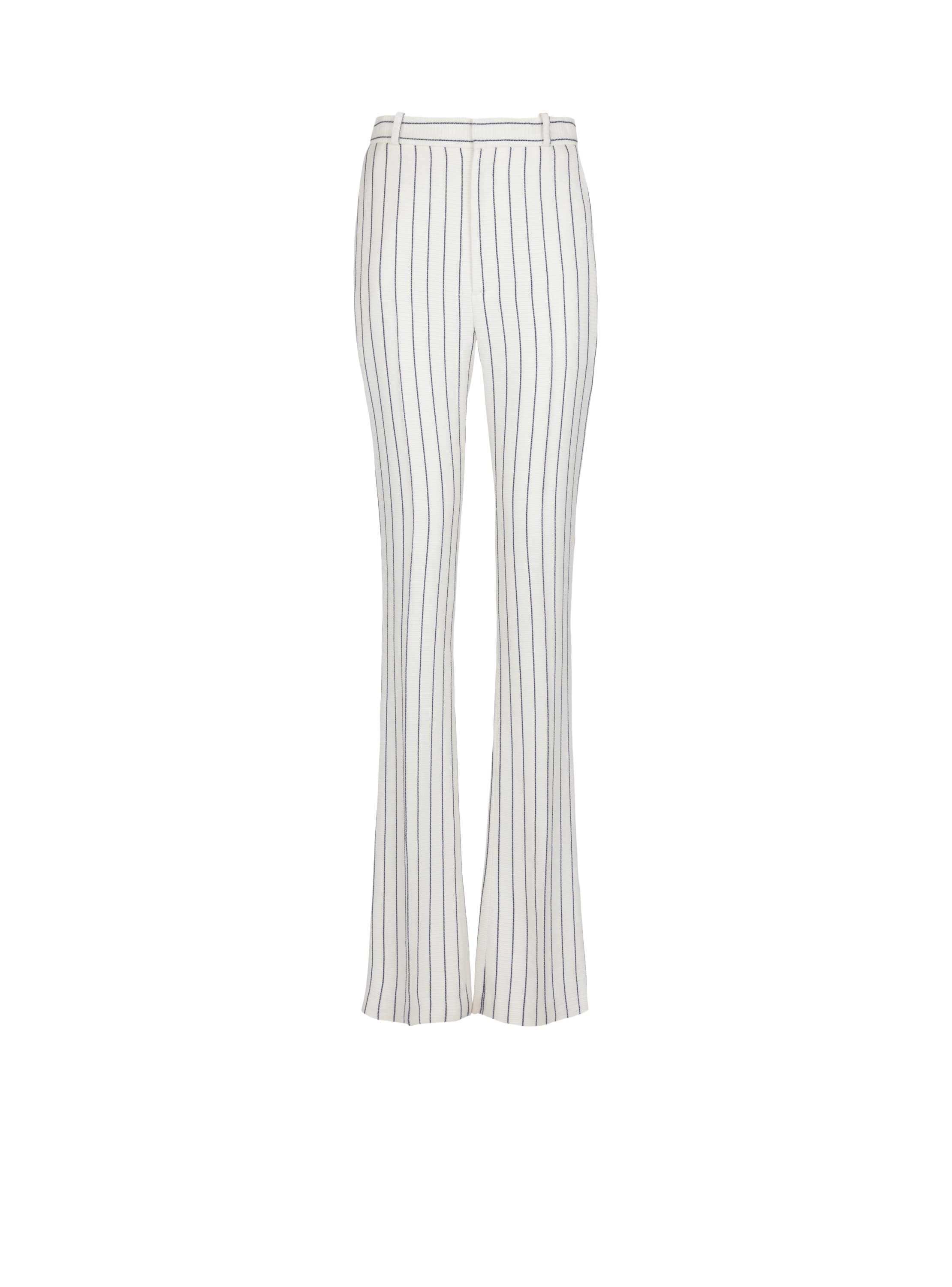Balmain Straight-leg Pinstripe Trousers In White