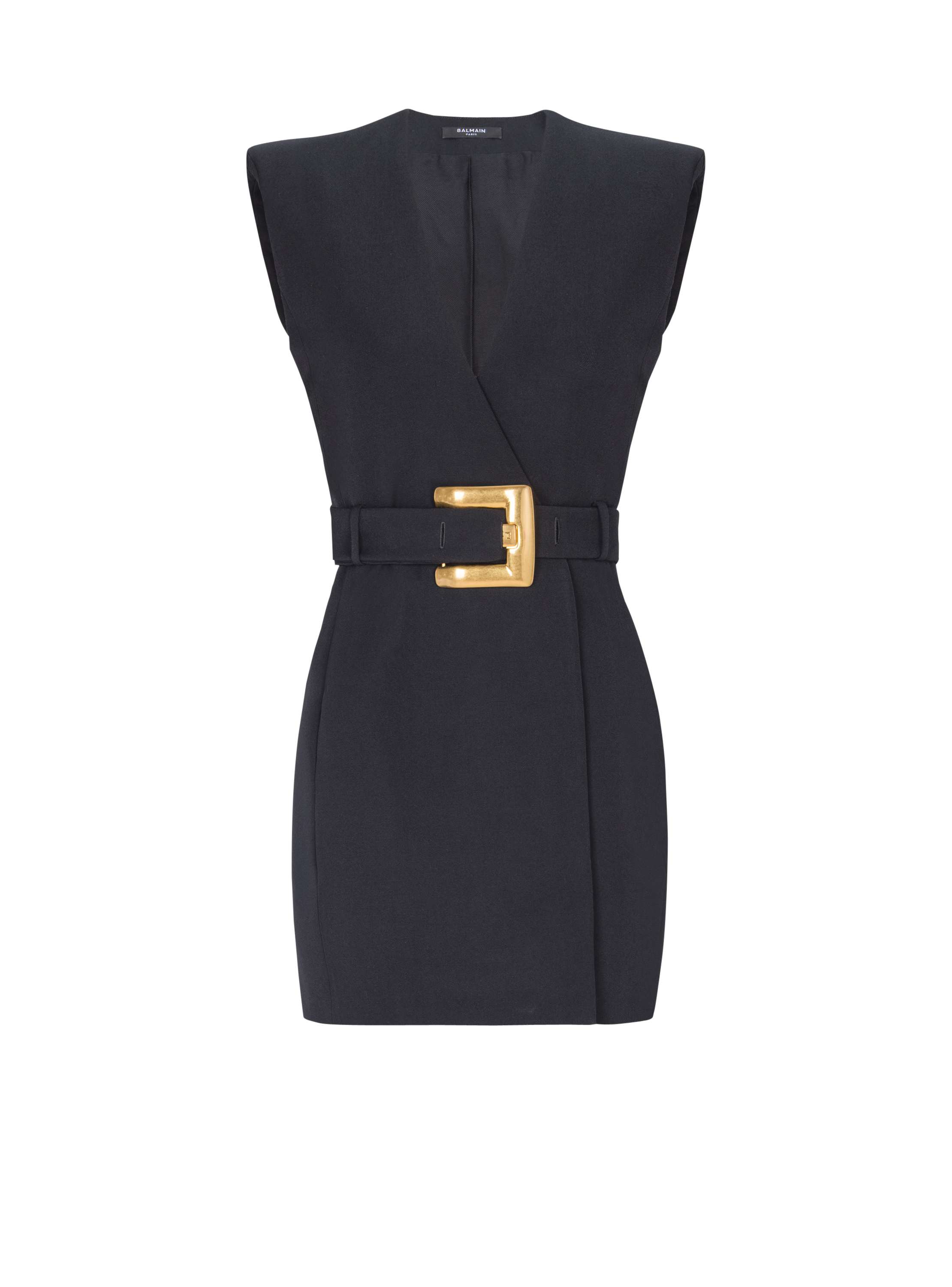 Balmain Short belted grain de poudre dress