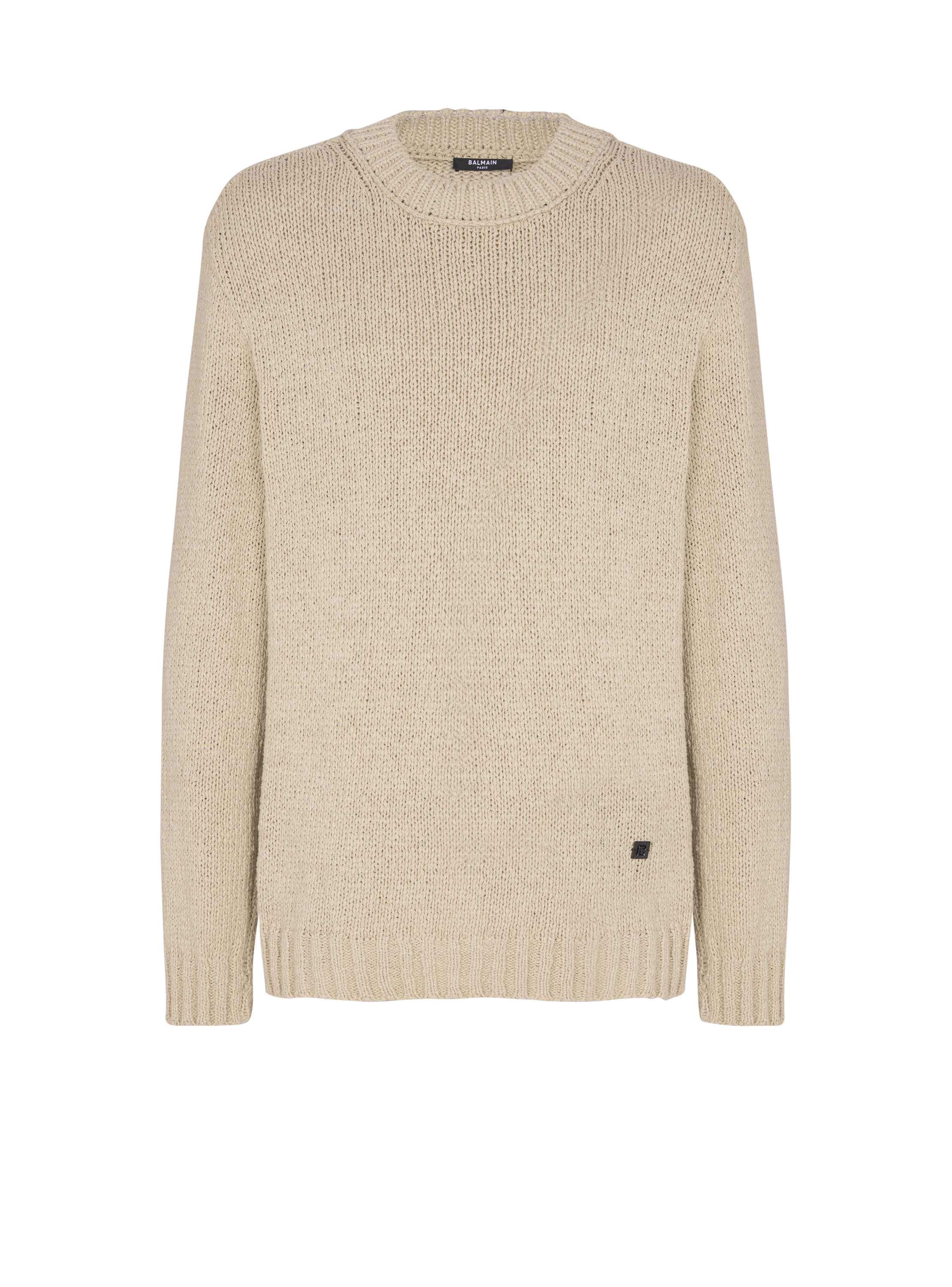 Balmain Light Cotton Jumper In Beige