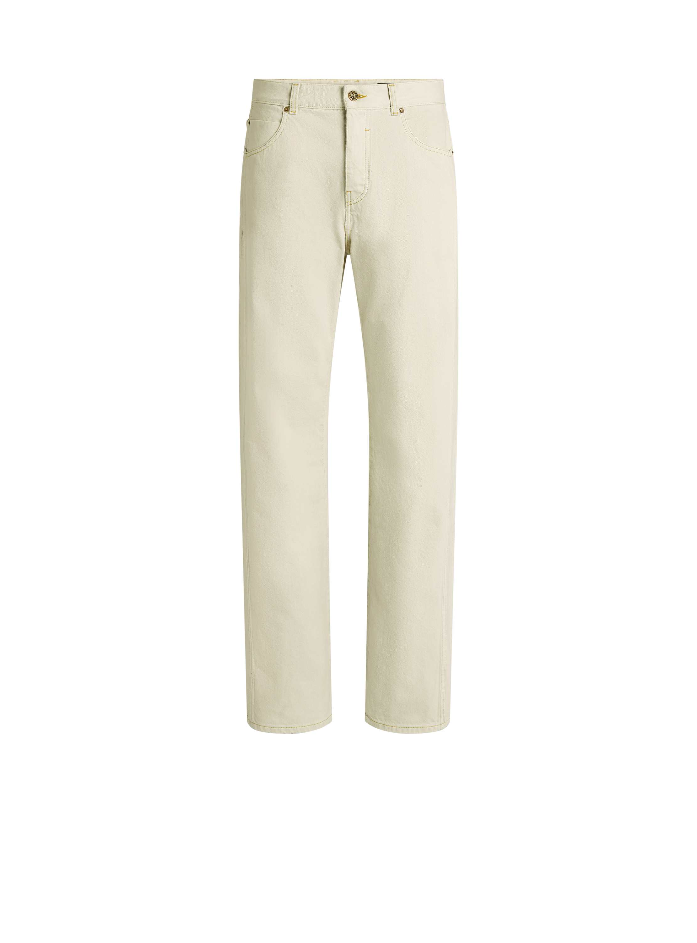 Balmain Faded Denim Jeans In Beige