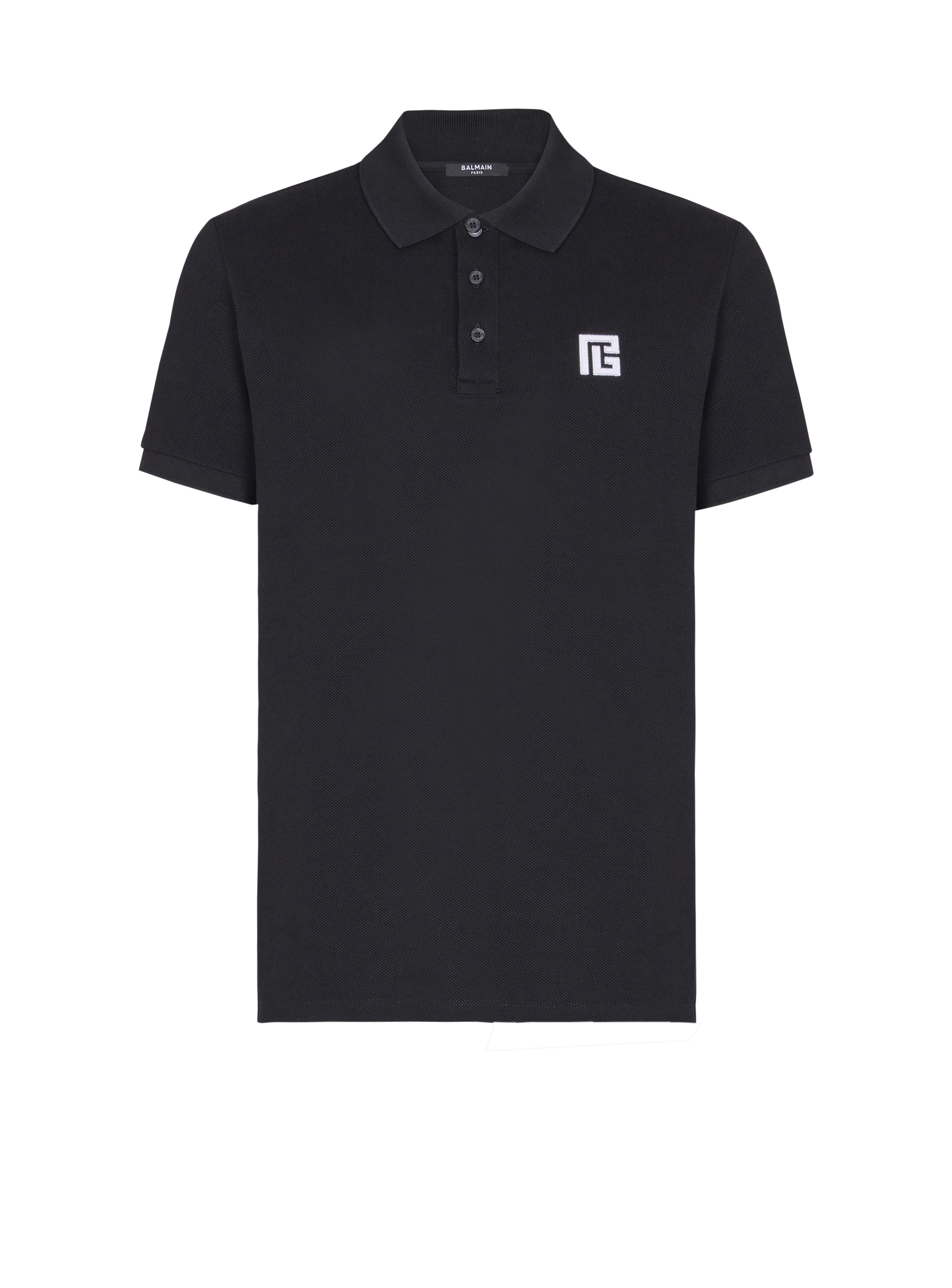 Balmain Men's Black - Embroidered Cotton Polo