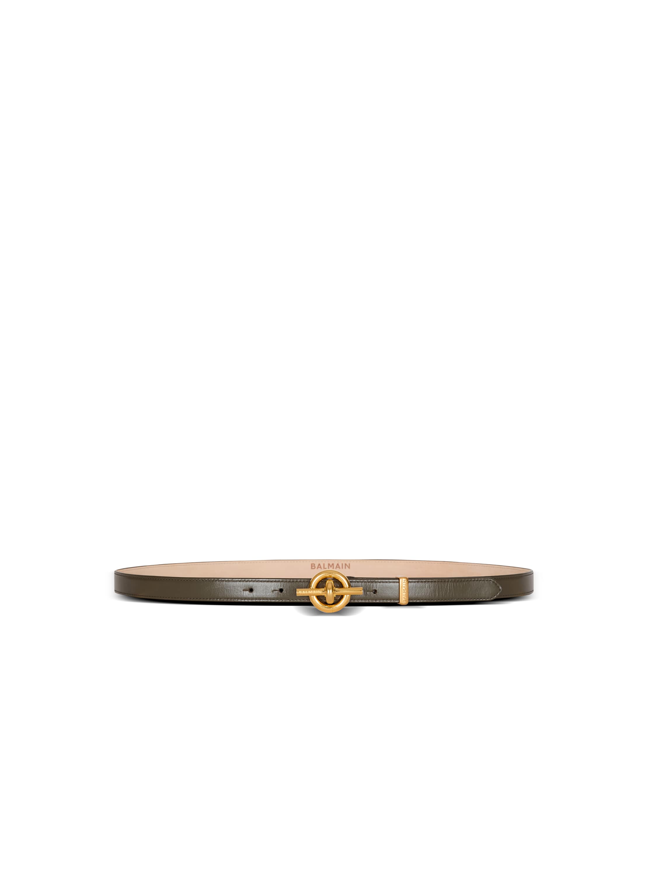 Balmain Smooth Leather T-bar Belt In Green