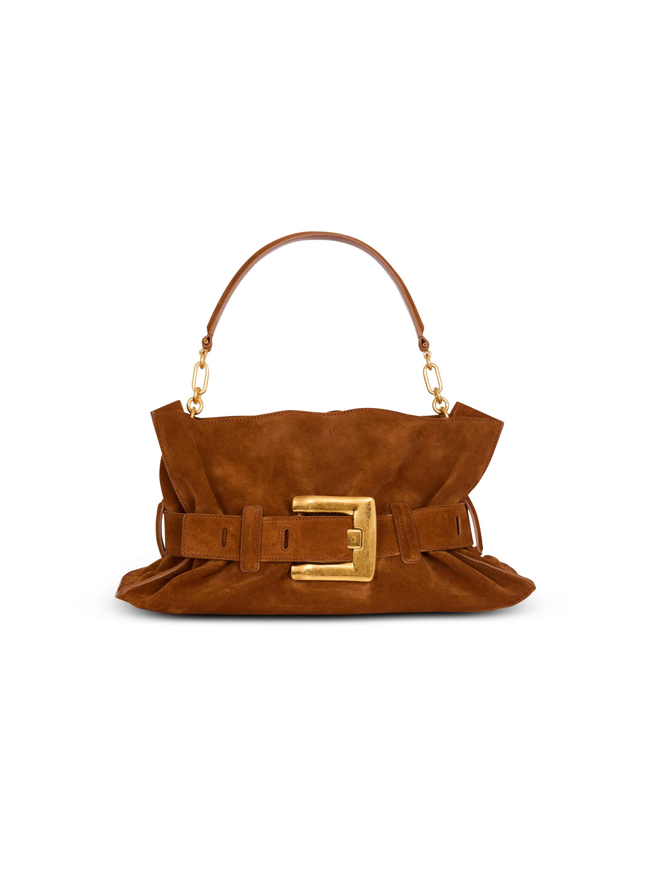 Balmain Anthem Medium suede leather bag
