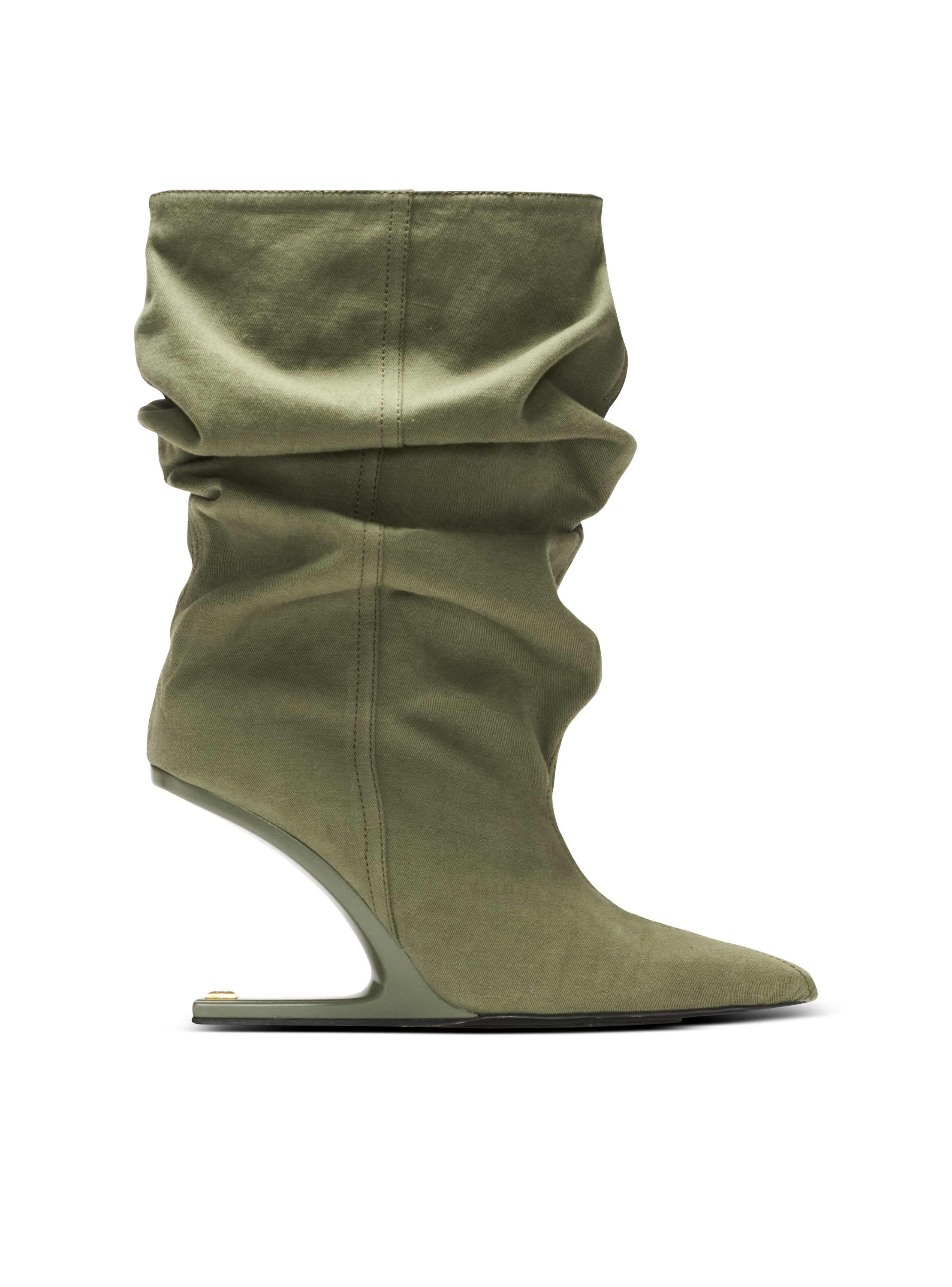Balmain No Wedge Cotton-linen Ankle Boots In Green