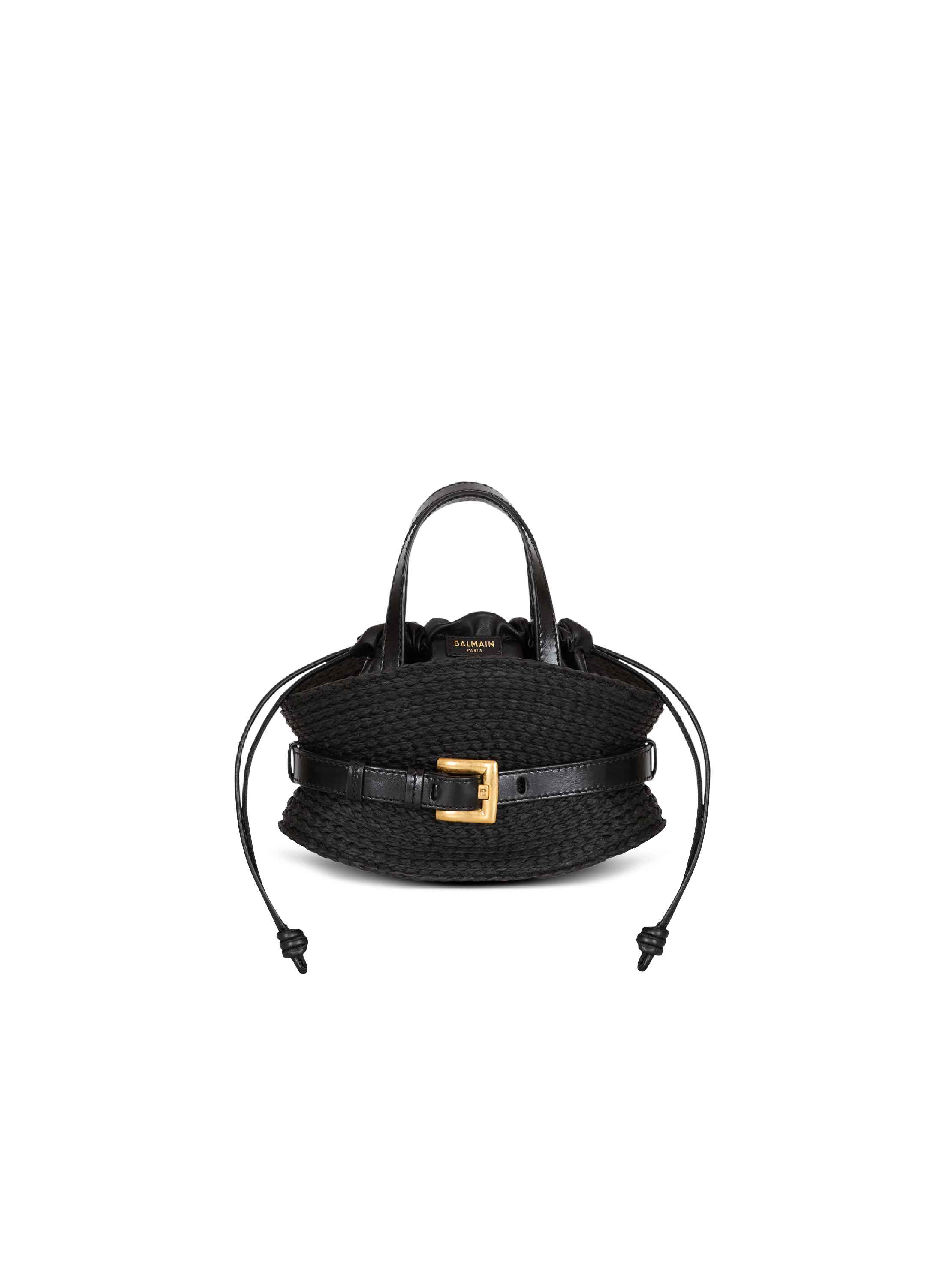 Balmain Shuffle Mini bag in calfskin and raffia