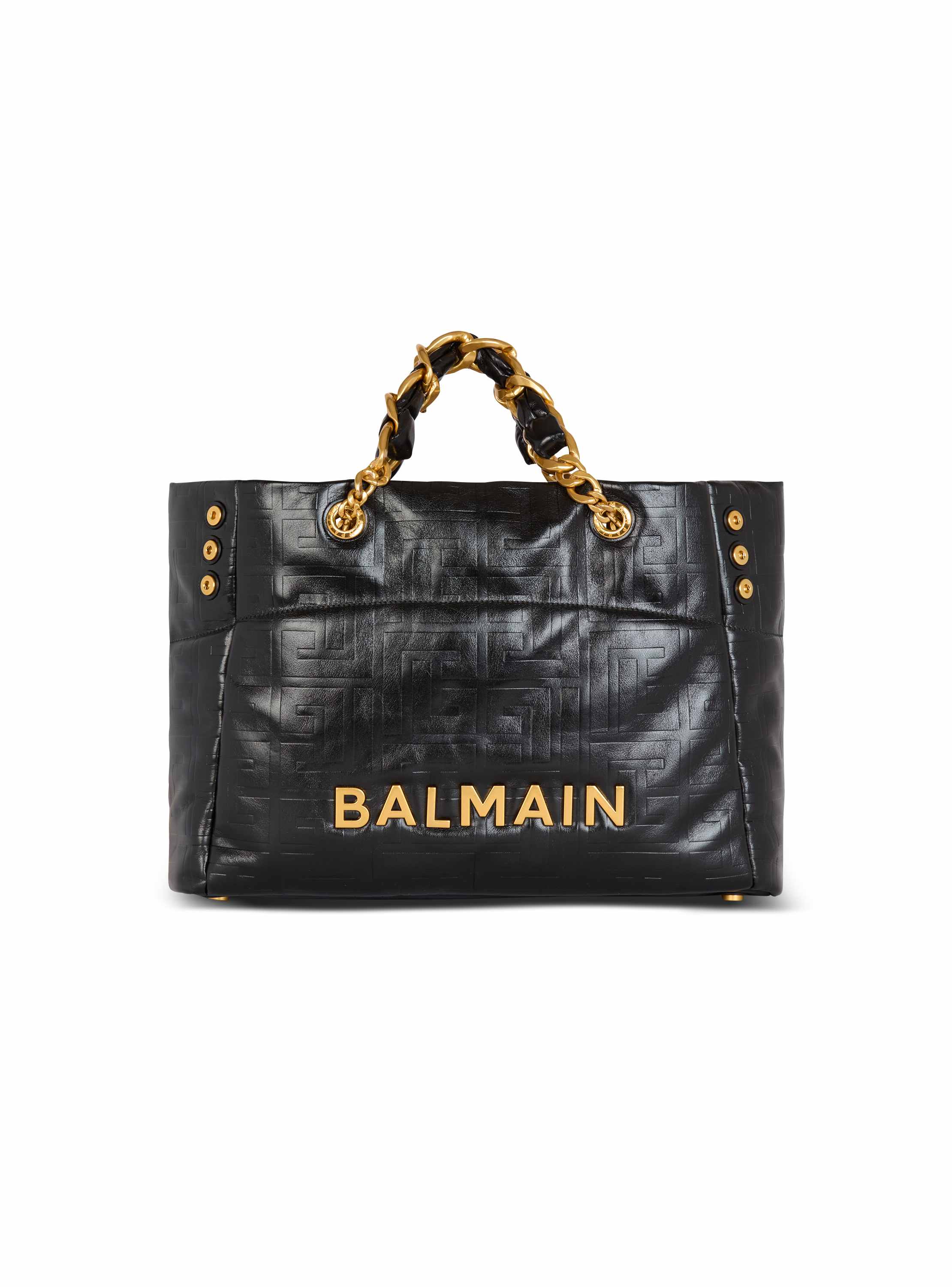 Balmain 1945 Soft crackled leather tote bag